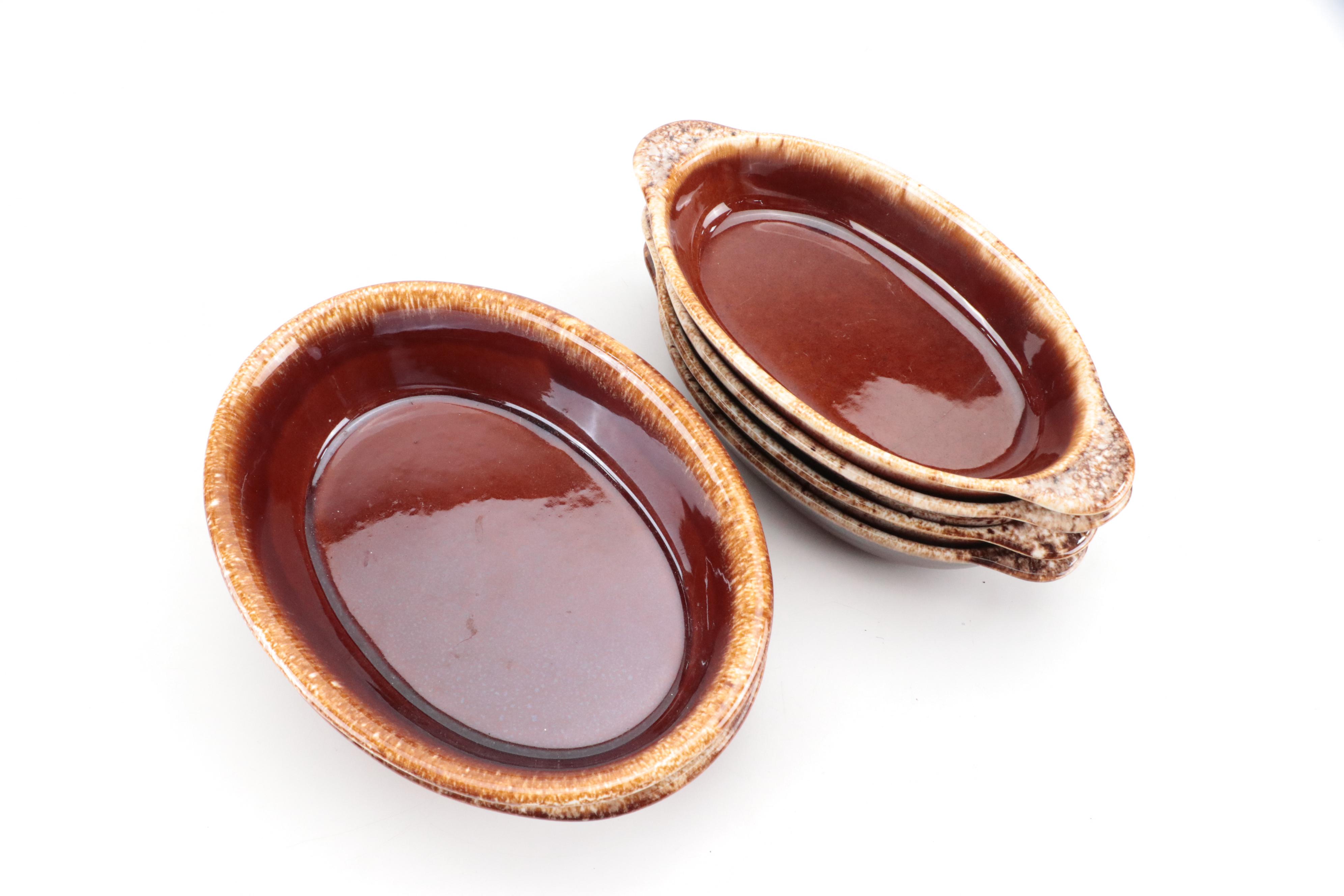 Hull "Brown Drip" Oven Proof Stoneware Bakeware and Custard Cups, Vintage