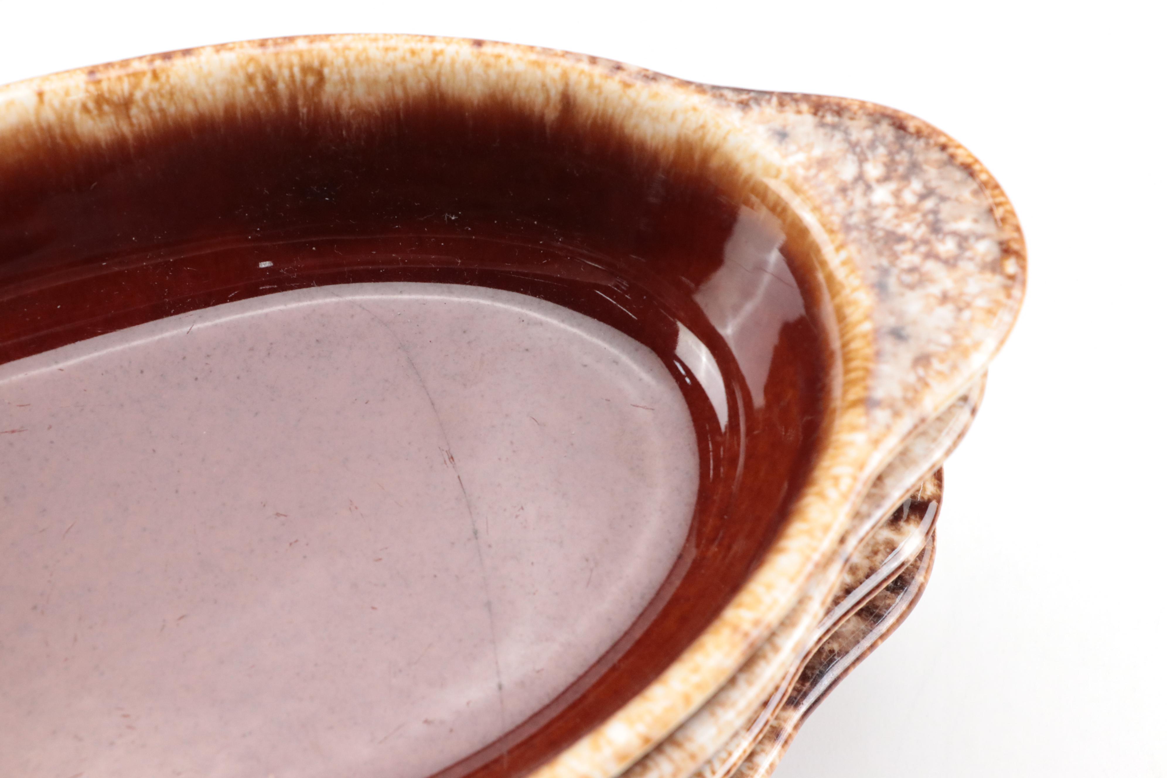 Hull "Brown Drip" Oven Proof Stoneware Bakeware and Custard Cups, Vintage