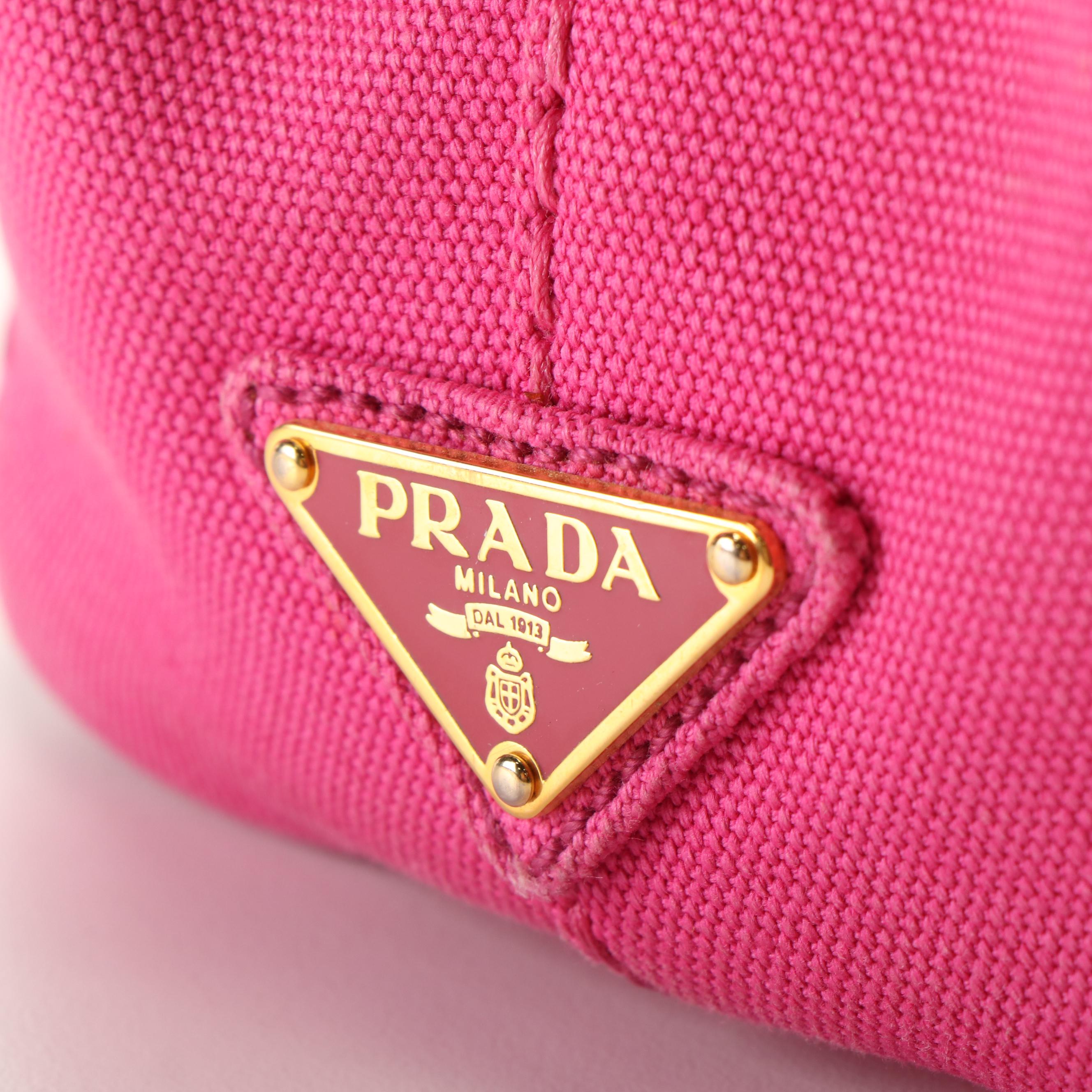 Prada Canapa Logo Pink Canvas Convertible Tote Bag
