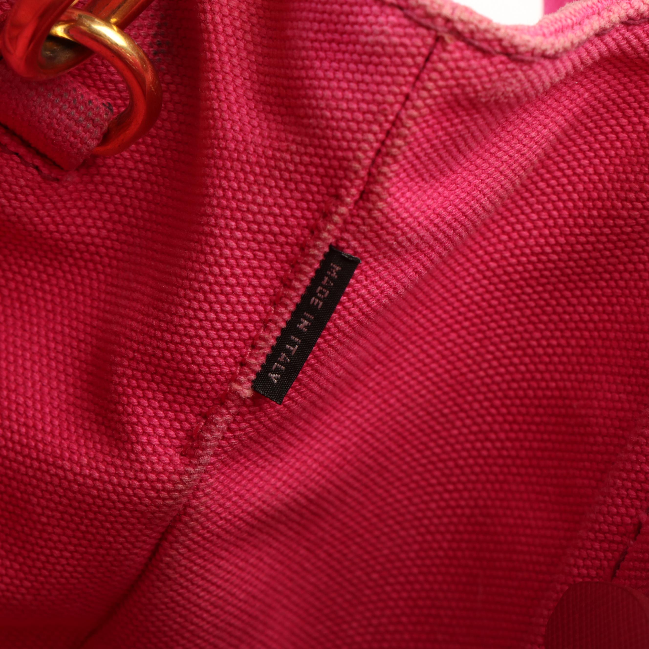 Prada Canapa Logo Pink Canvas Convertible Tote Bag