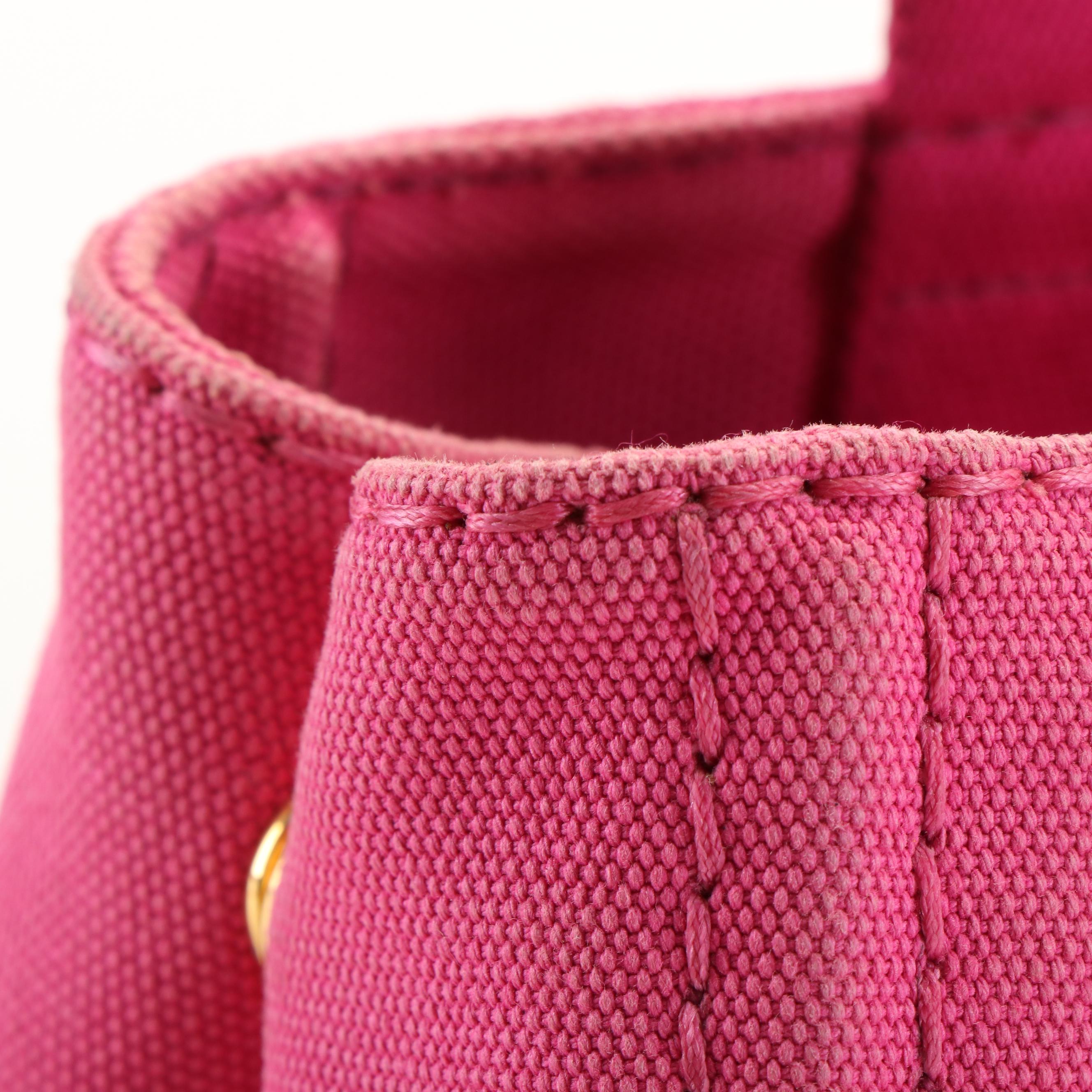 Prada Canapa Logo Pink Canvas Convertible Tote Bag