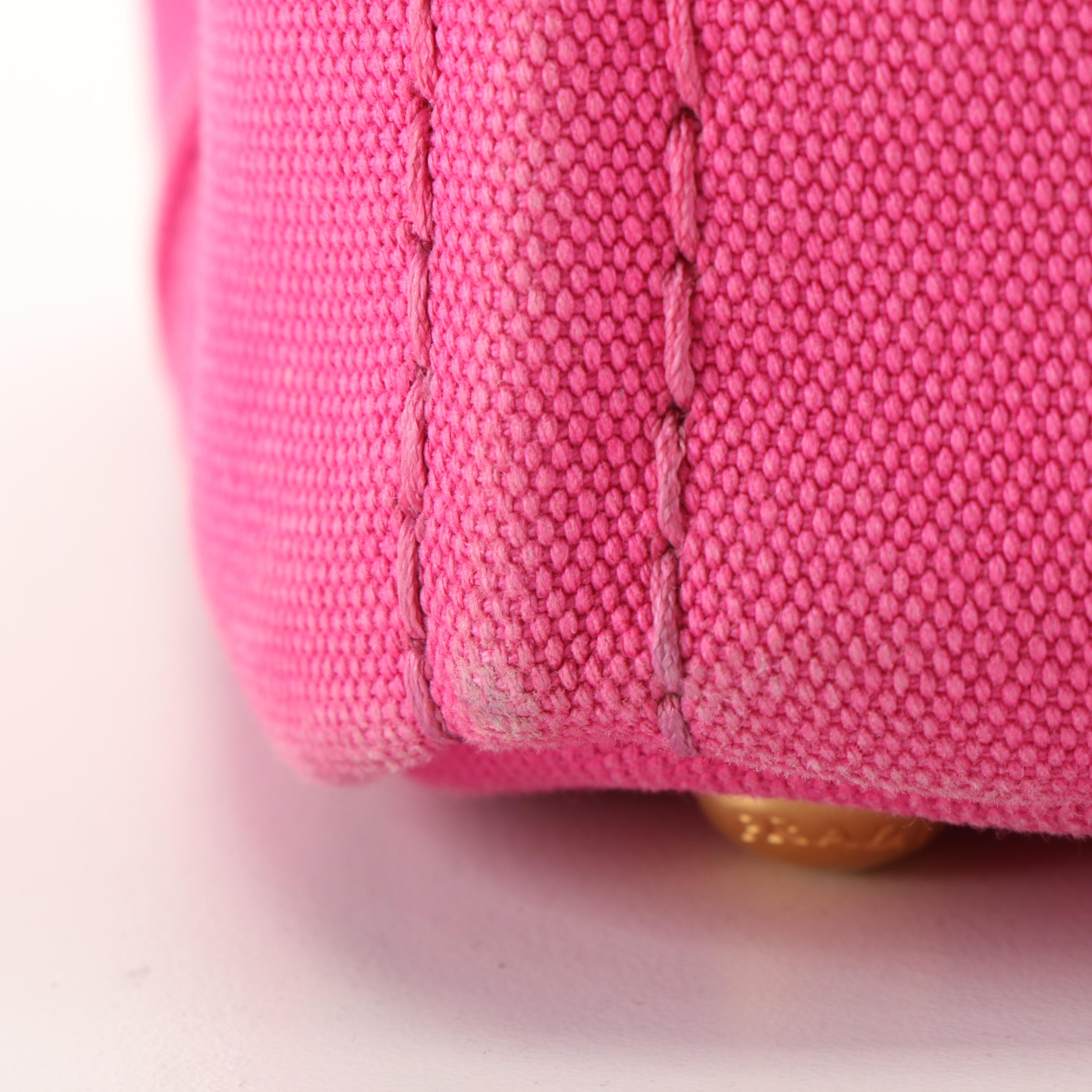 Prada Canapa Logo Pink Canvas Convertible Tote Bag