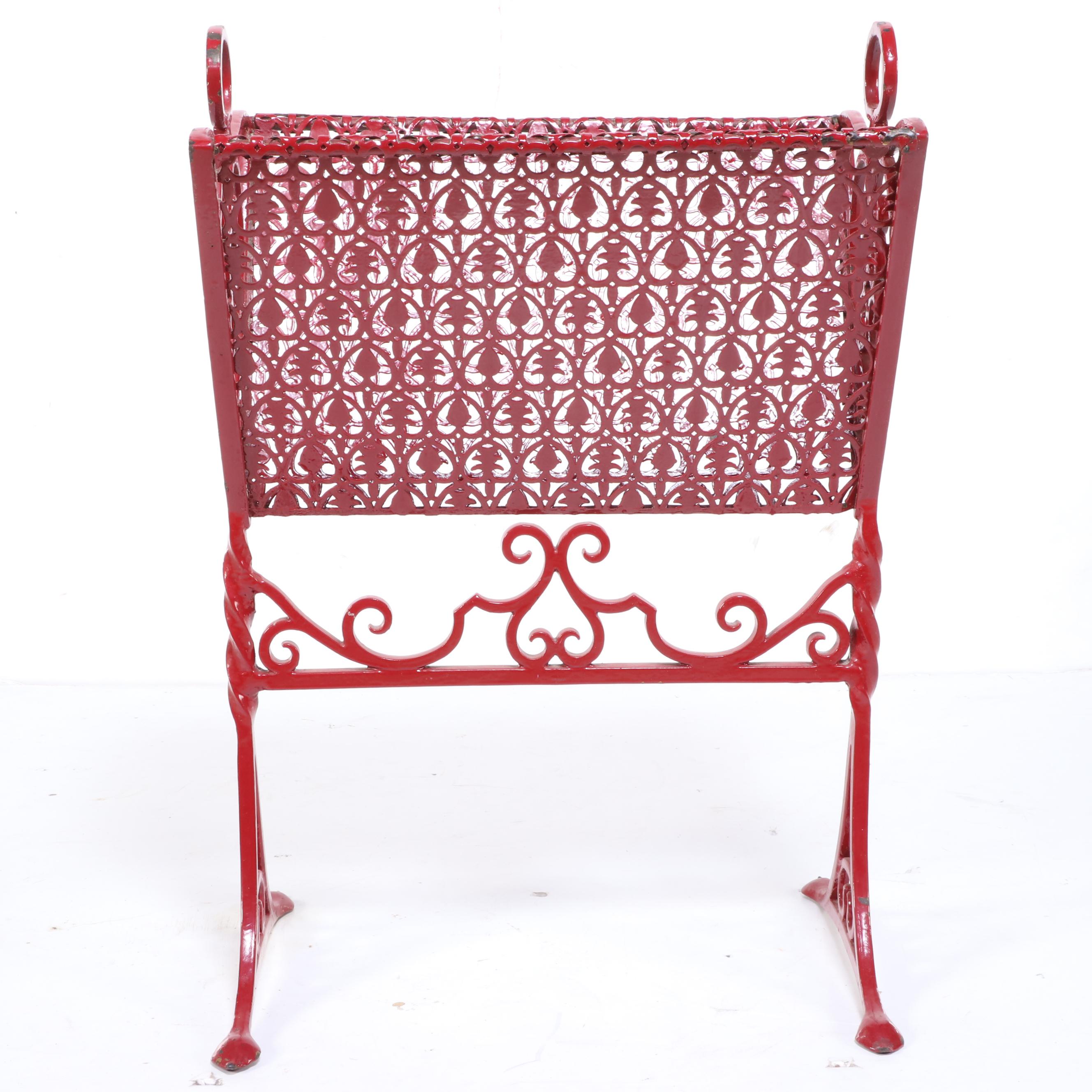 Red Metal Magazine Rack, Mid to Late 20th Century