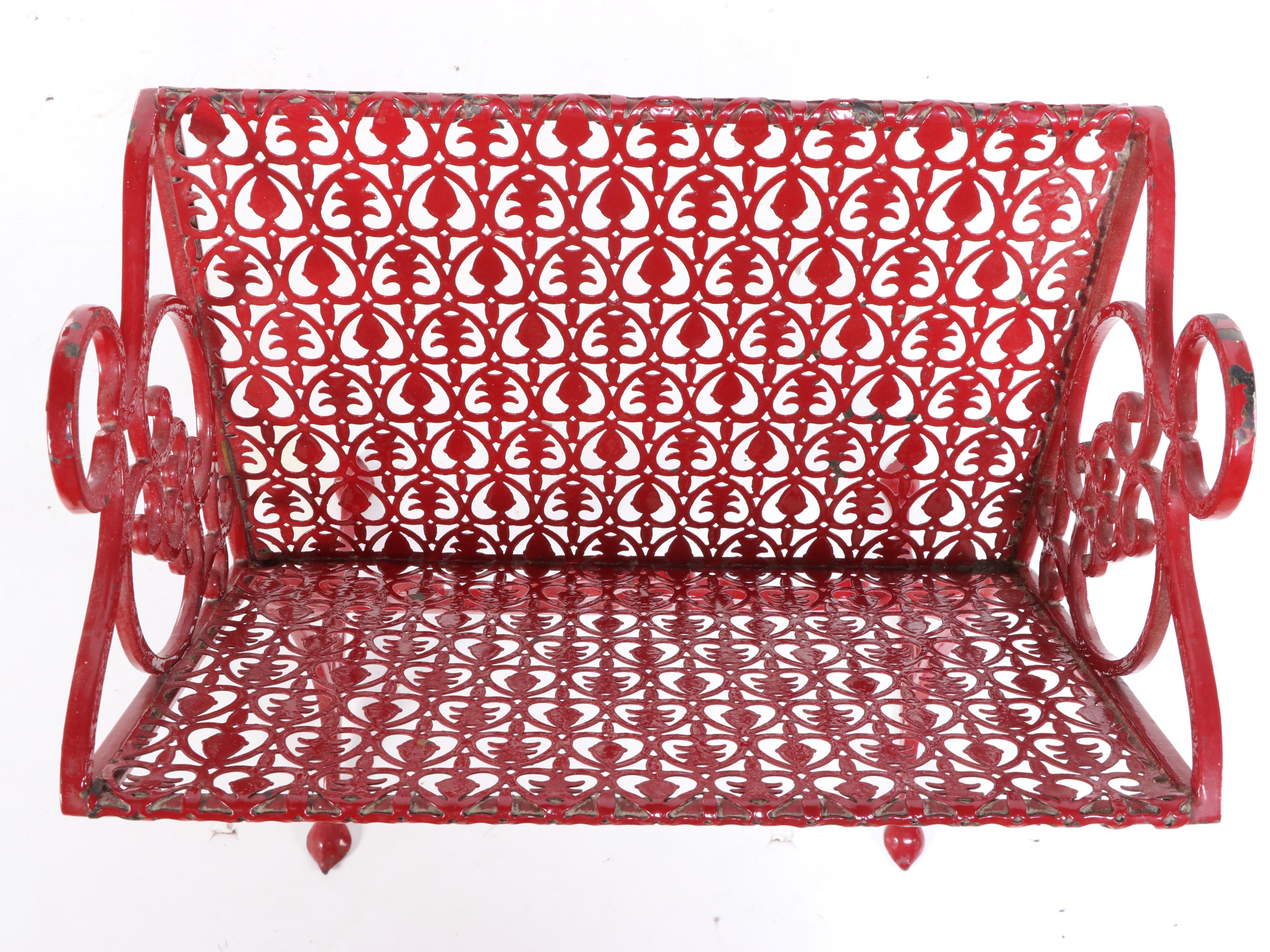 Red Metal Magazine Rack, Mid to Late 20th Century