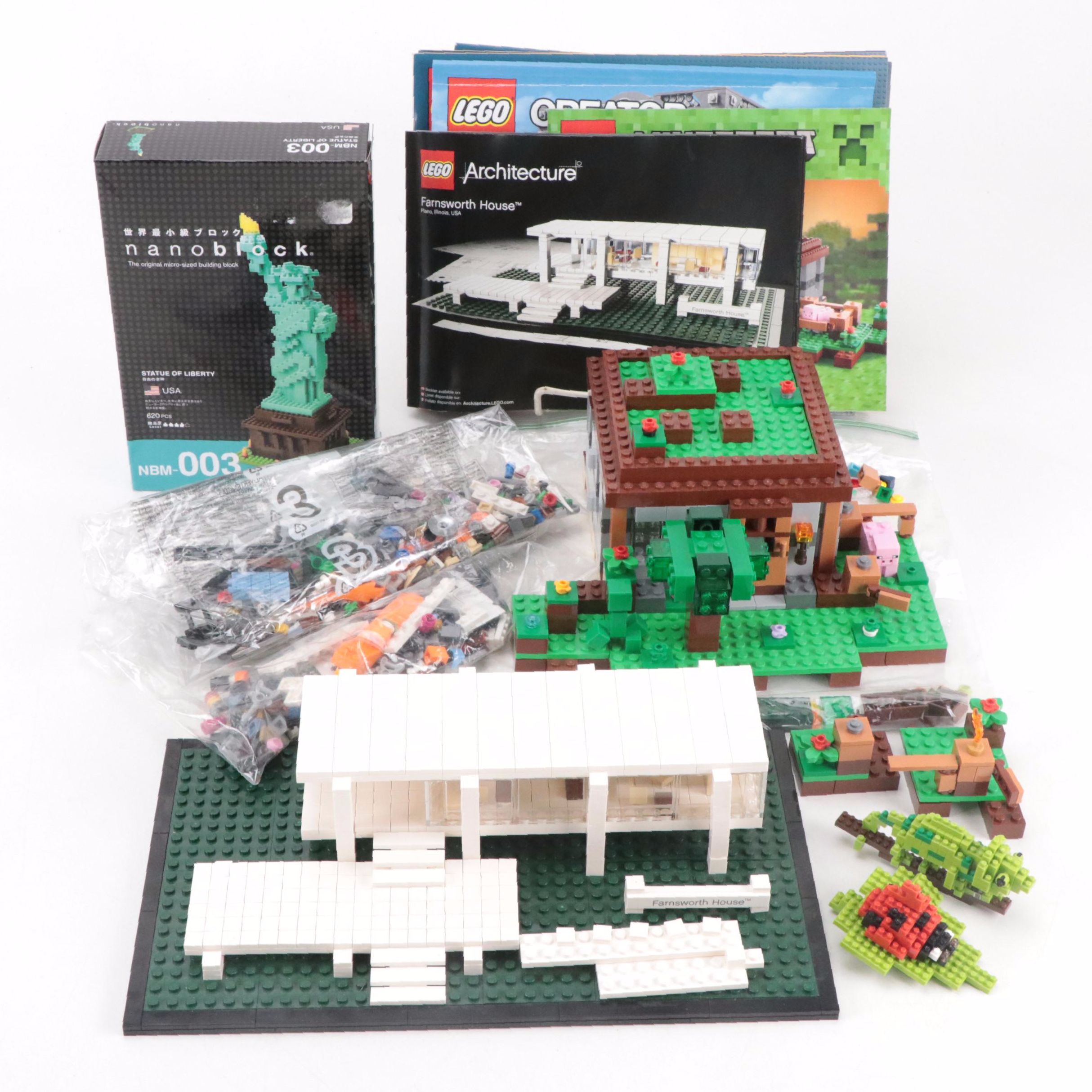 LEGO Architecture Farnsworth House with Nanoblock Statue of Liberty Set