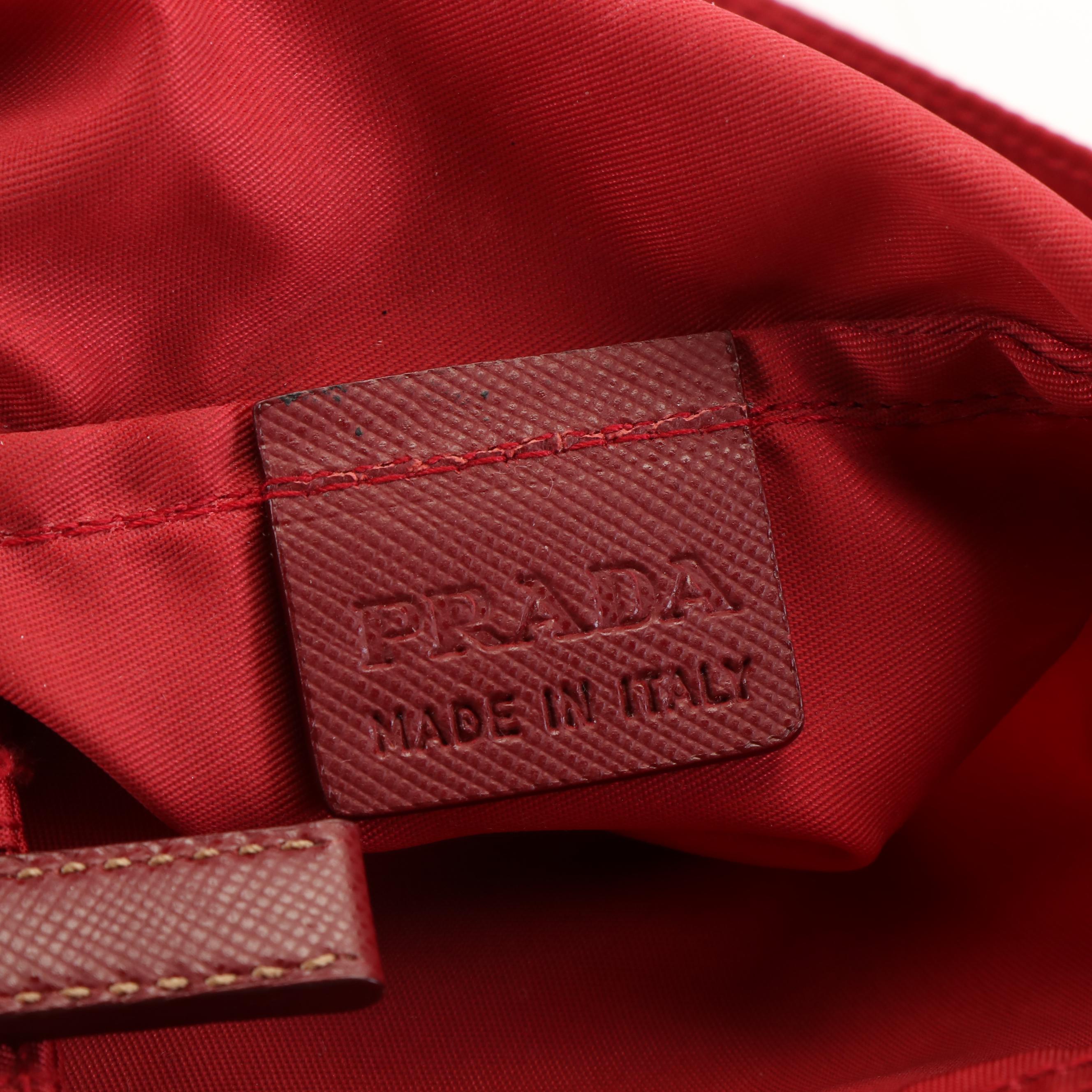 Prada Tote Bag in Red Tessuto Nylon and Saffiano Leather