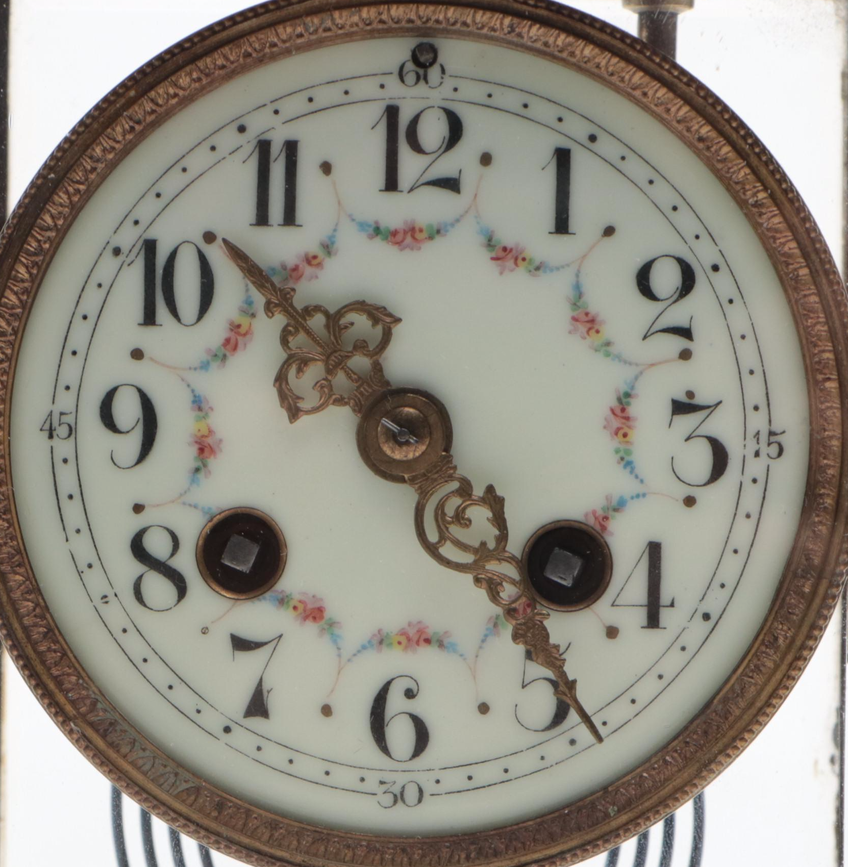 French Japy Frères Brass and Glass Mantel Clock with Mercury Pendulum