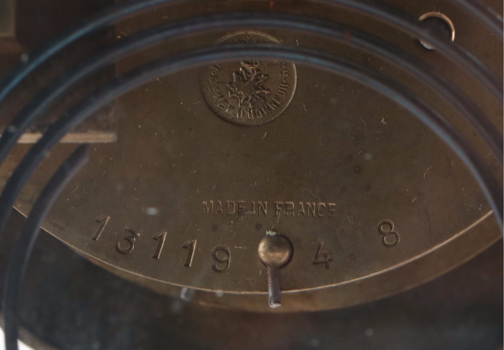 French Japy Frères Brass and Glass Mantel Clock with Mercury Pendulum