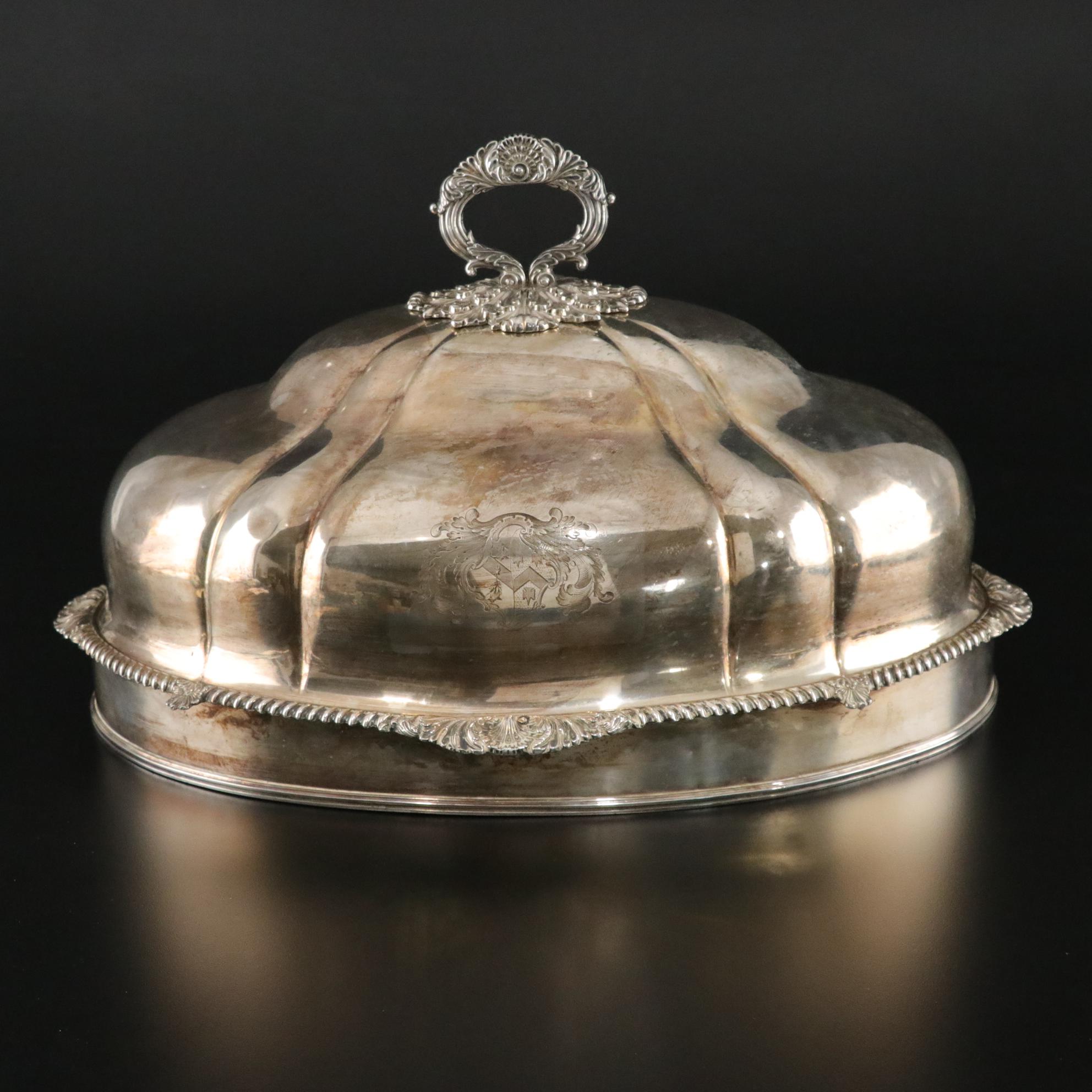 Nathaniel Smith & Co. Silver Plate Buffet Server Meat Dome, Early 1800s