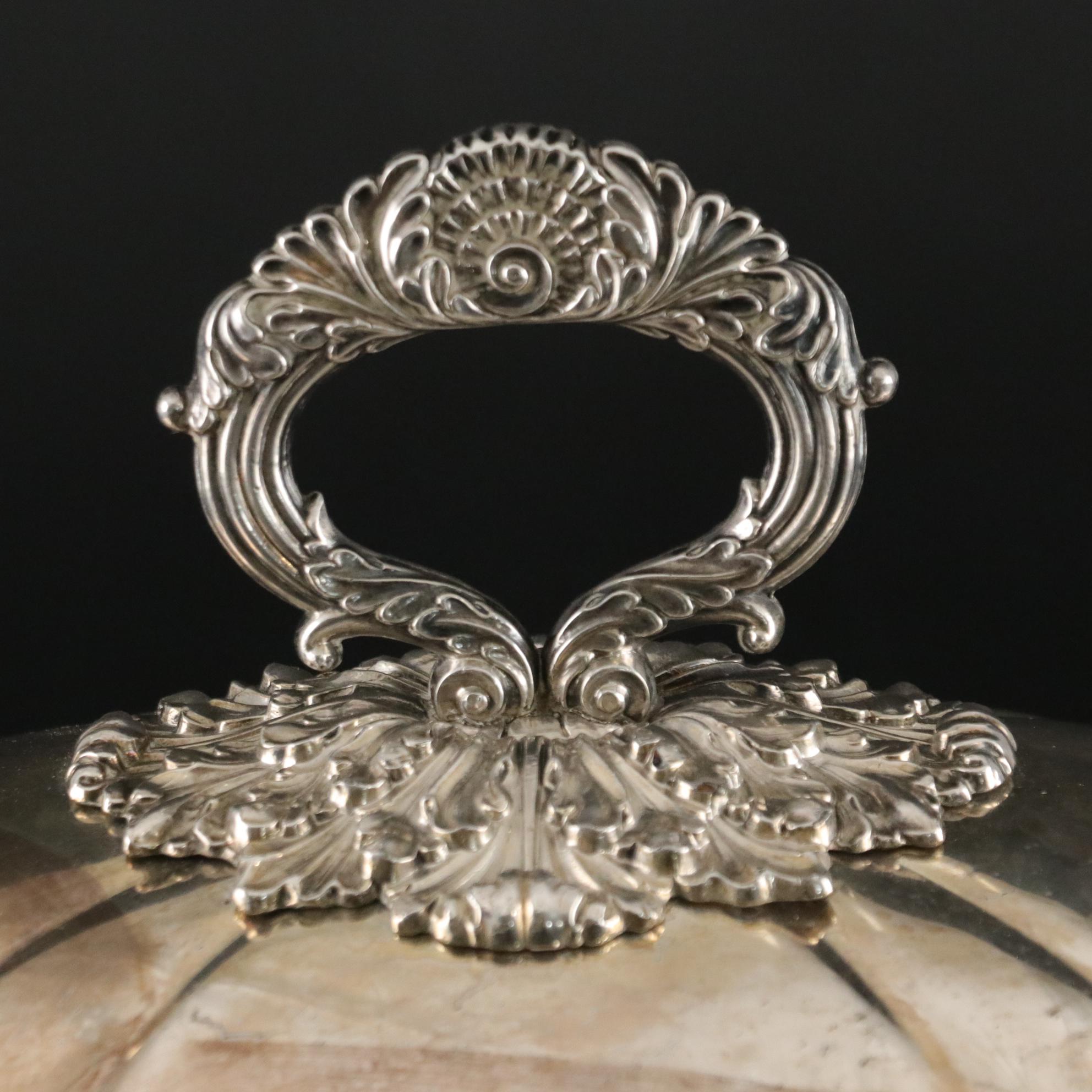 Nathaniel Smith & Co. Silver Plate Buffet Server Meat Dome, Early 1800s