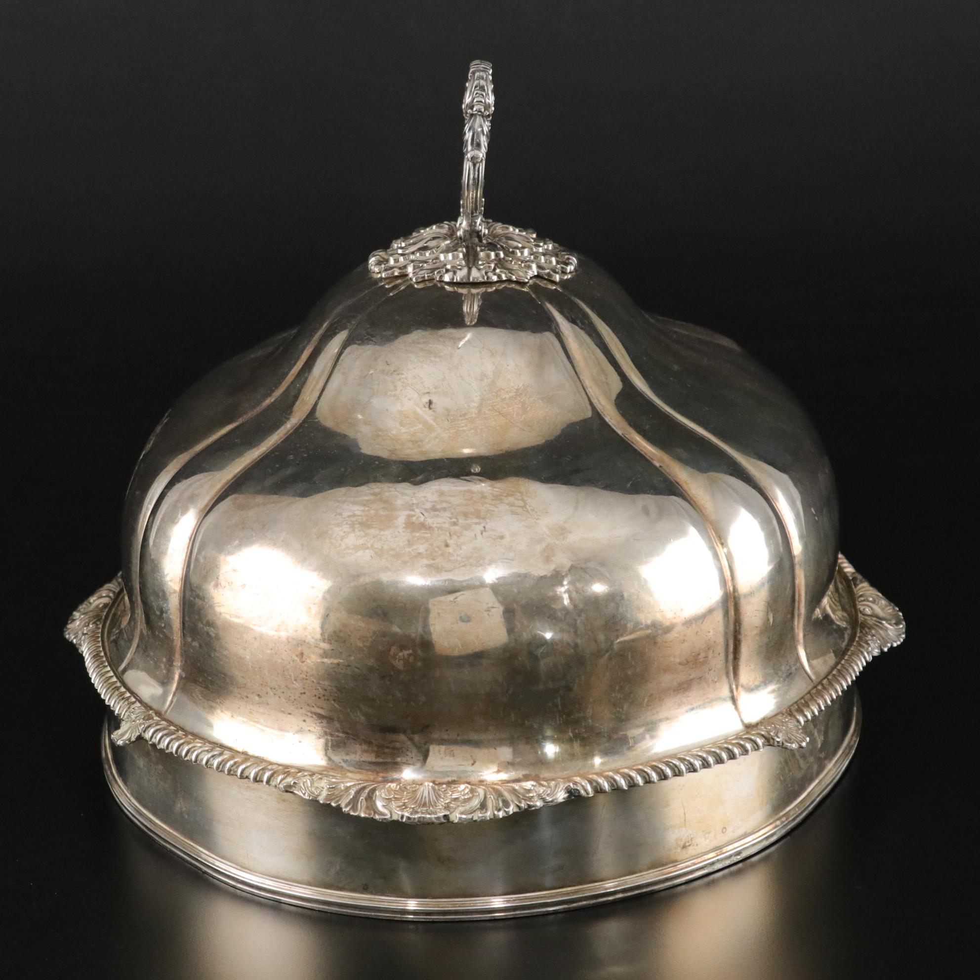 Nathaniel Smith & Co. Silver Plate Buffet Server Meat Dome, Early 1800s