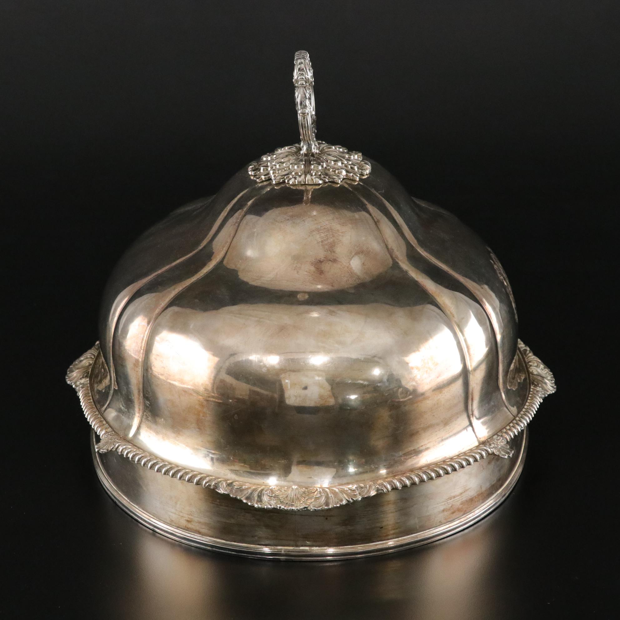 Nathaniel Smith & Co. Silver Plate Buffet Server Meat Dome, Early 1800s