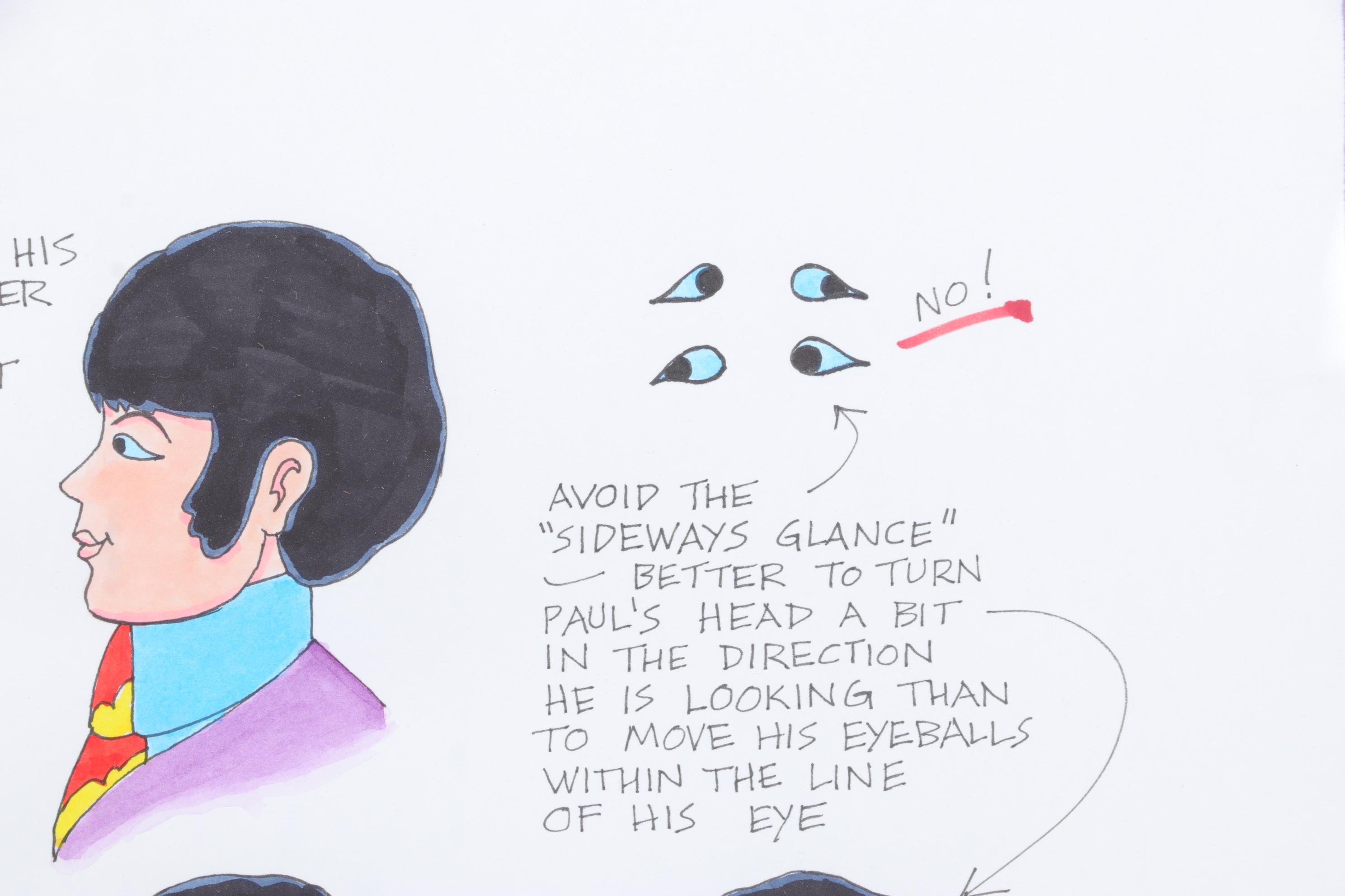 Ron Campbell Yellow Submarine Animation Model Sheet Featuring Paul McCartney