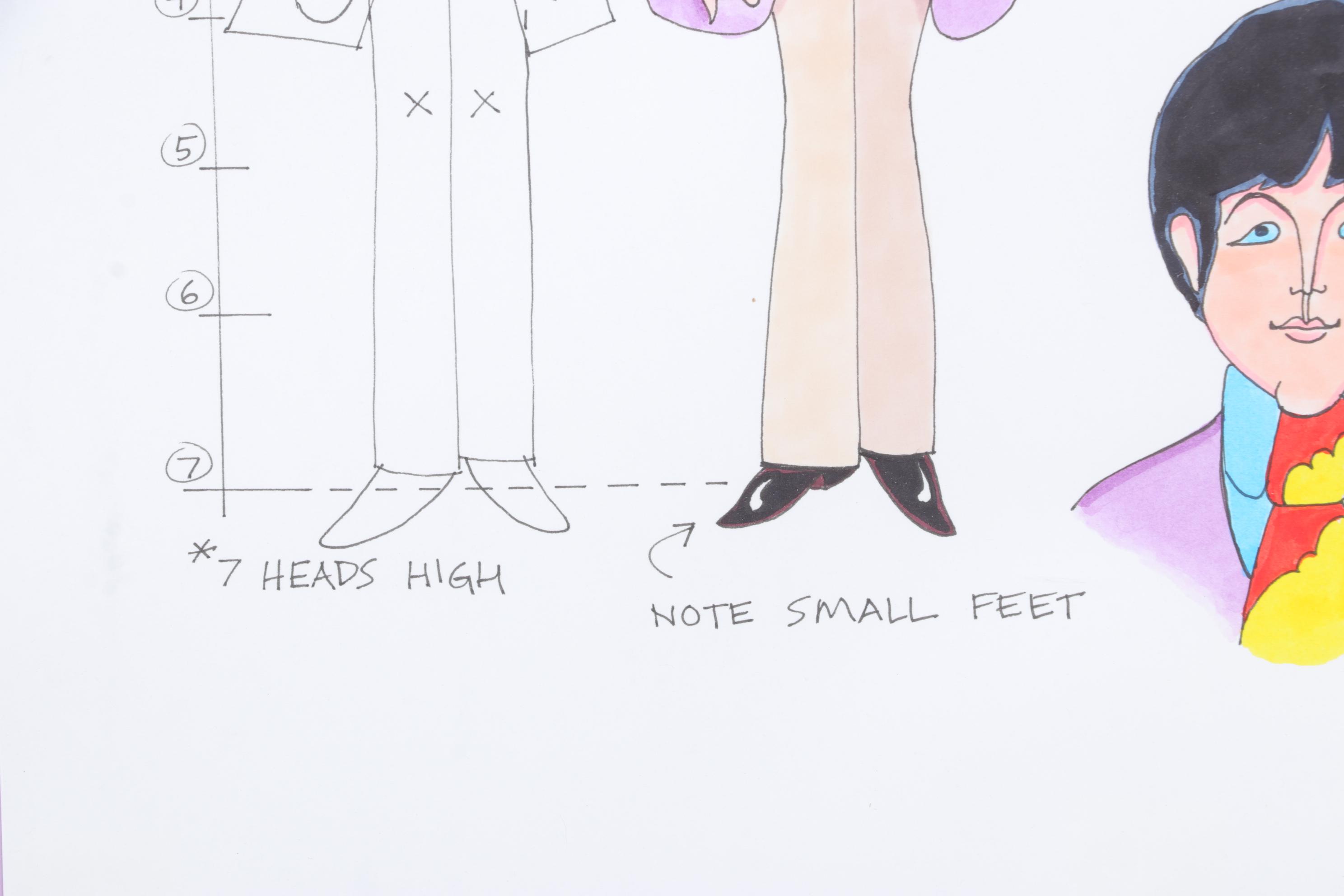 Ron Campbell Yellow Submarine Animation Model Sheet Featuring Paul McCartney