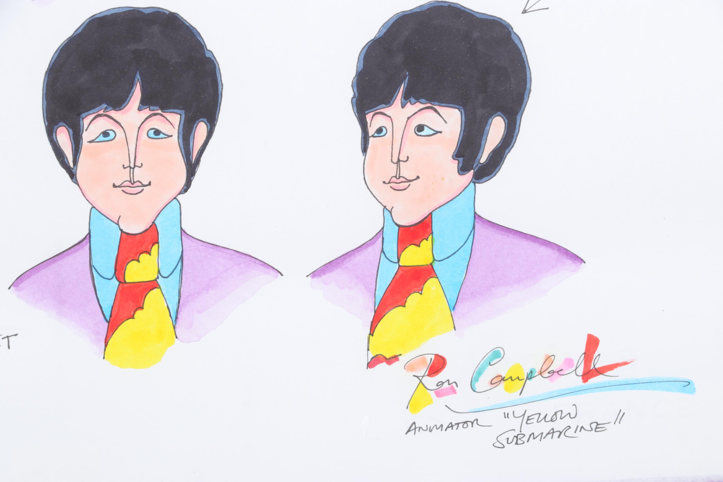 Ron Campbell Yellow Submarine Animation Model Sheet Featuring Paul McCartney