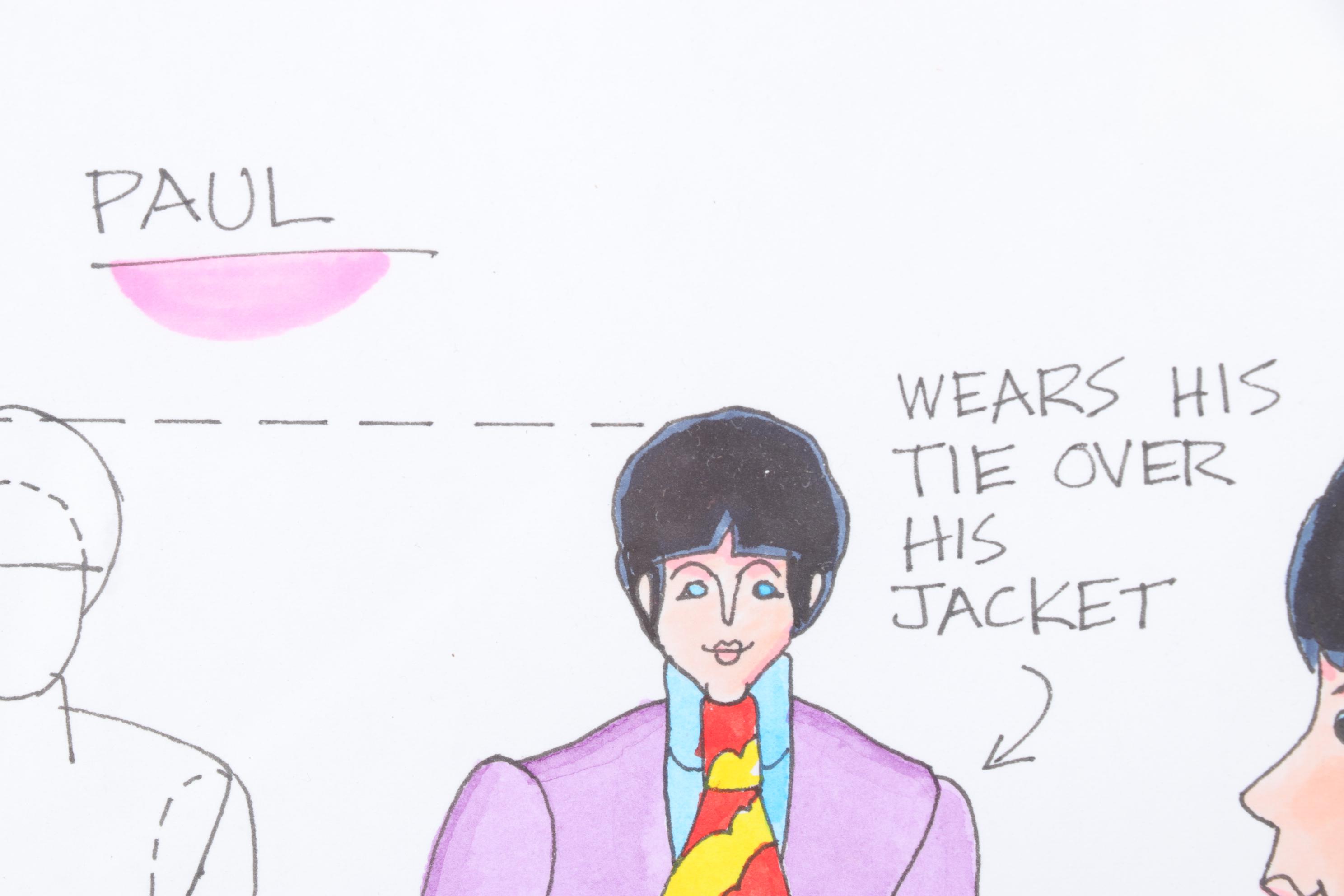 Ron Campbell Yellow Submarine Animation Model Sheet Featuring Paul McCartney