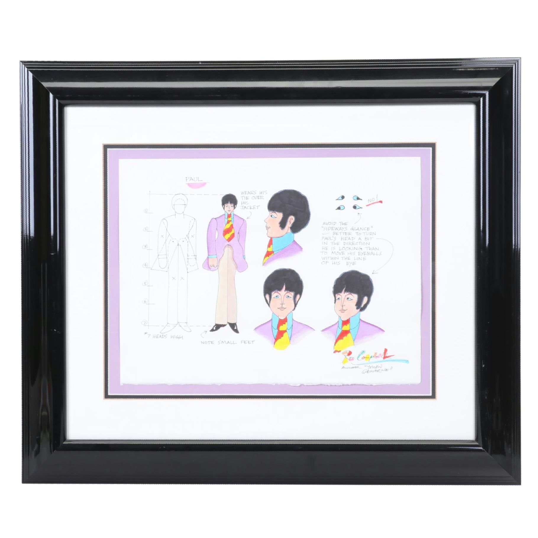 Ron Campbell Yellow Submarine Animation Model Sheet Featuring Paul McCartney