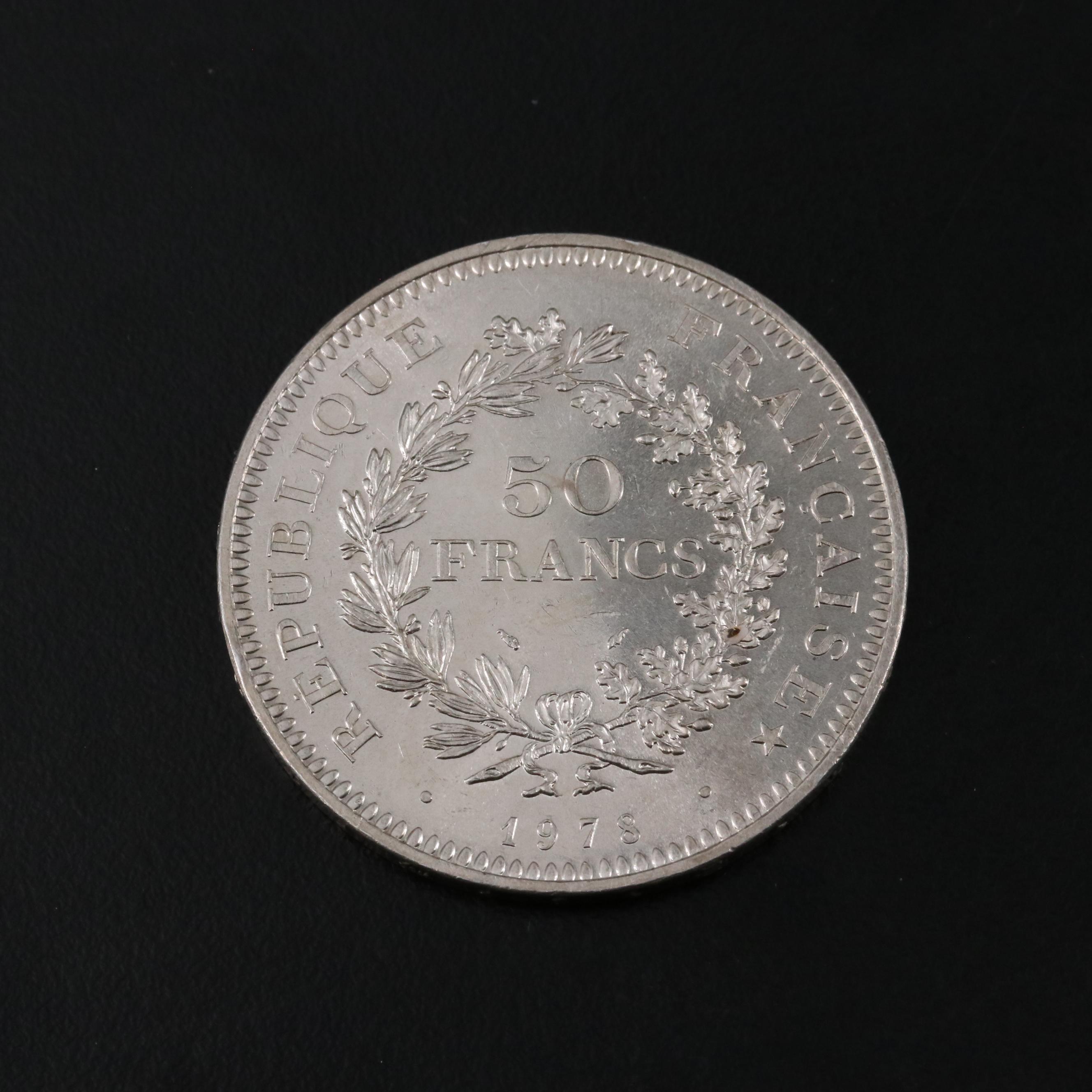 1978 French Fifty Francs Silver Coin