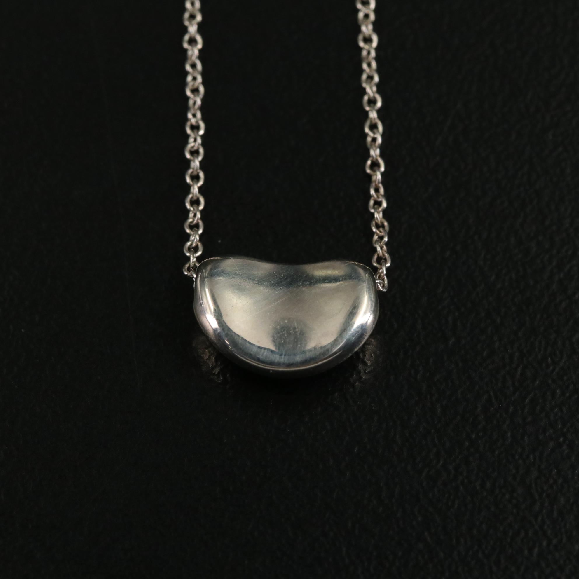 Elsa Peretti for Tiffany & Co. Sterling Bean Design Pendant Necklace