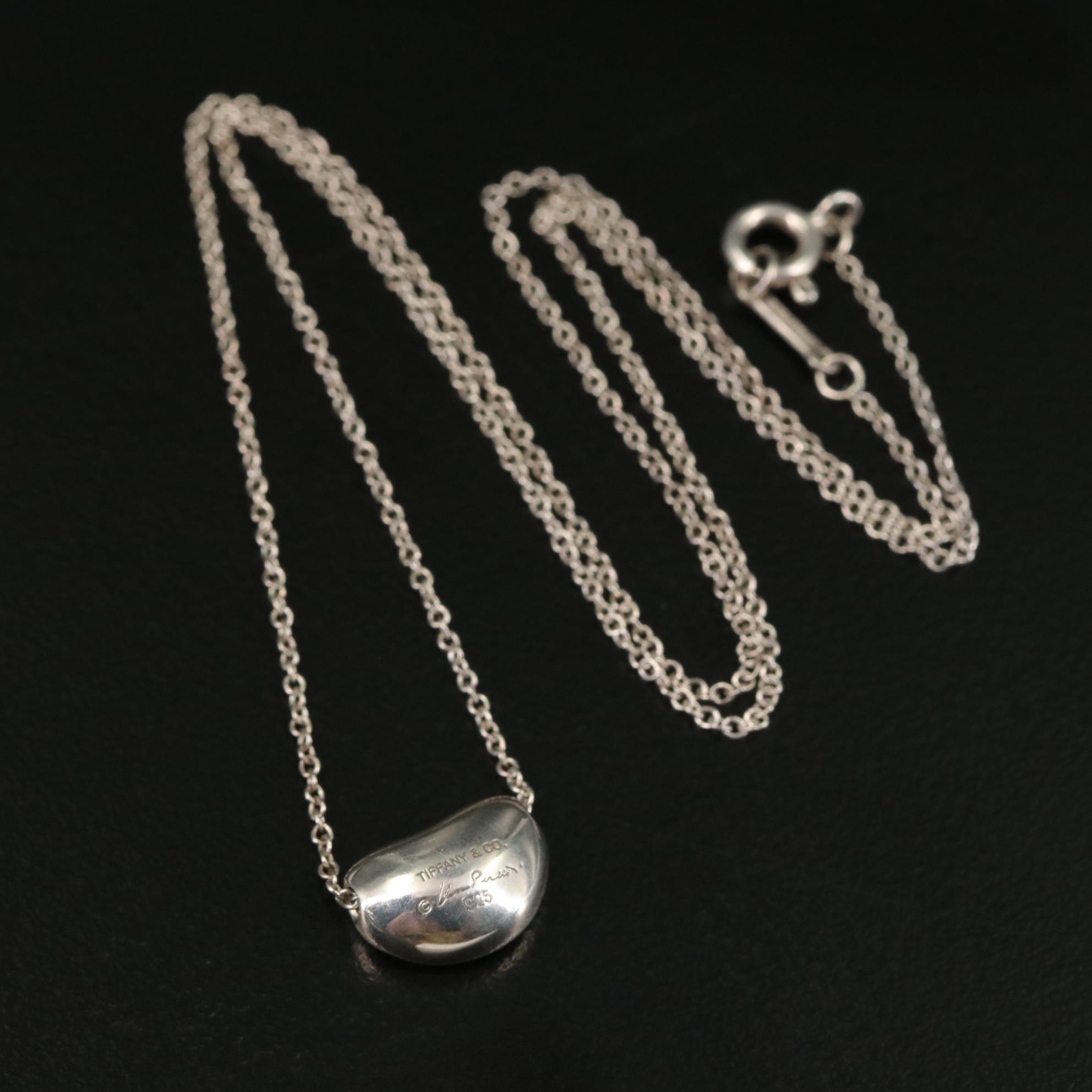 Elsa Peretti for Tiffany & Co. Sterling Bean Design Pendant Necklace