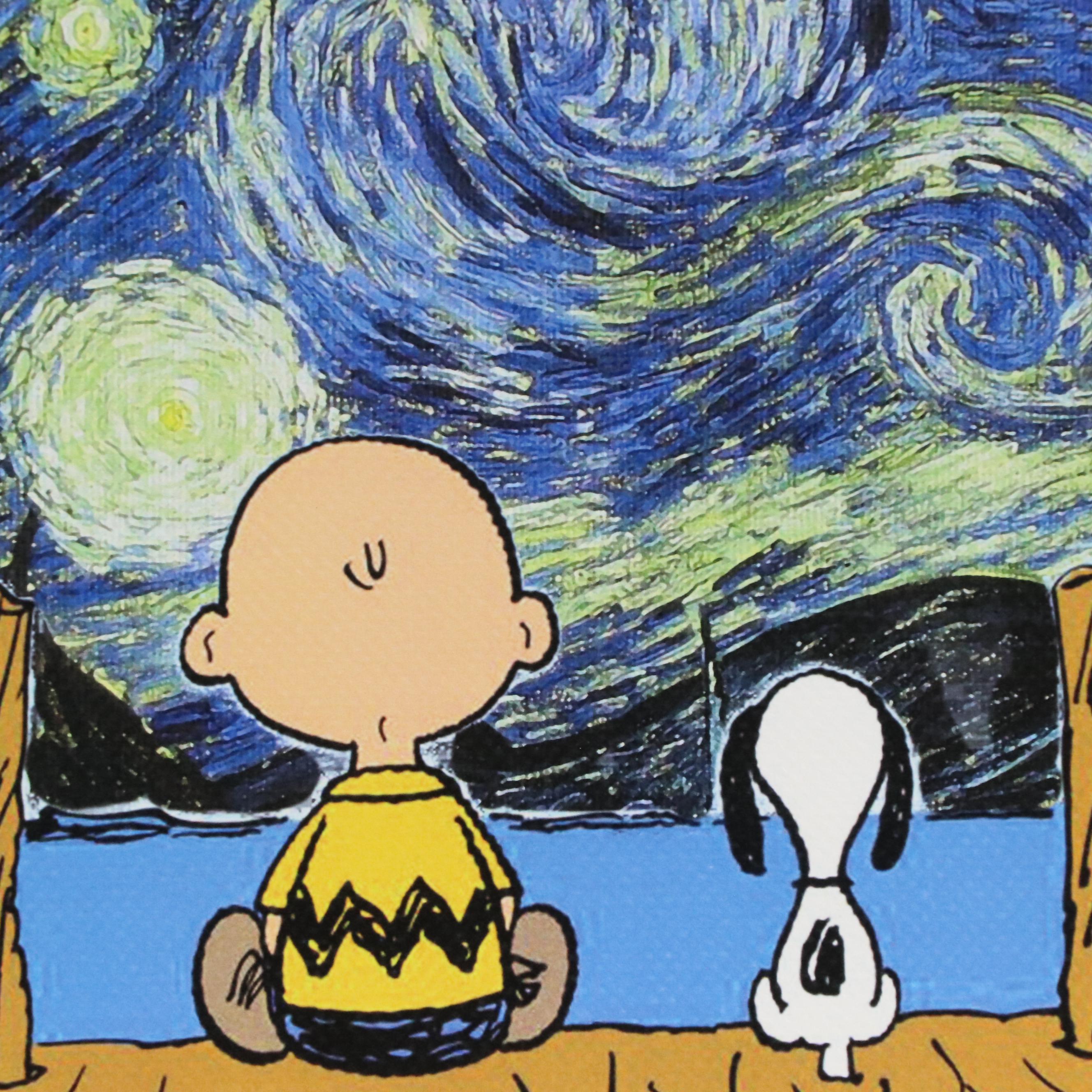 Death NYC Pop Art Graphic Print of Peanuts Charlie Brown and Snoopy x Van Gogh