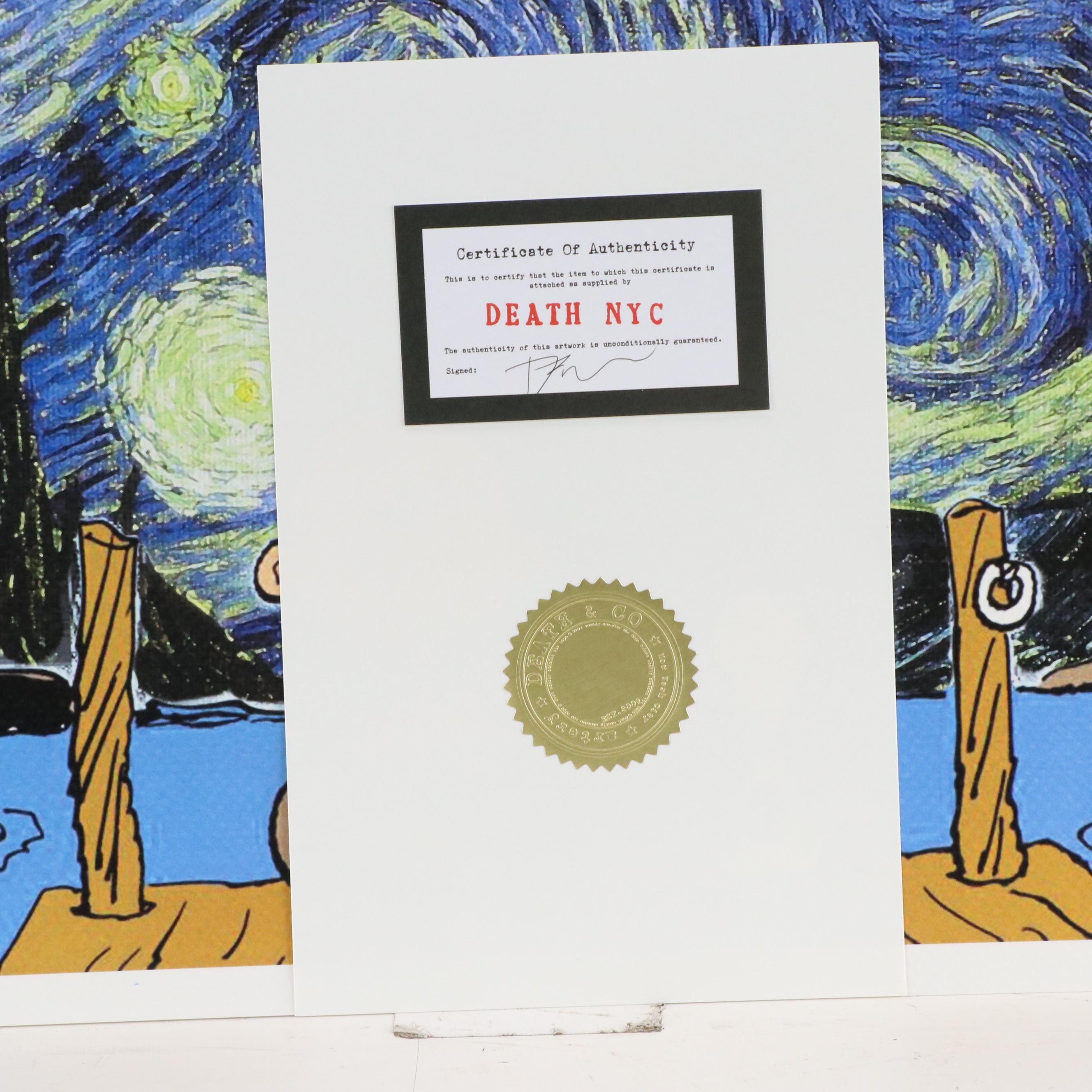 Death NYC Pop Art Graphic Print of Peanuts Charlie Brown and Snoopy x Van Gogh
