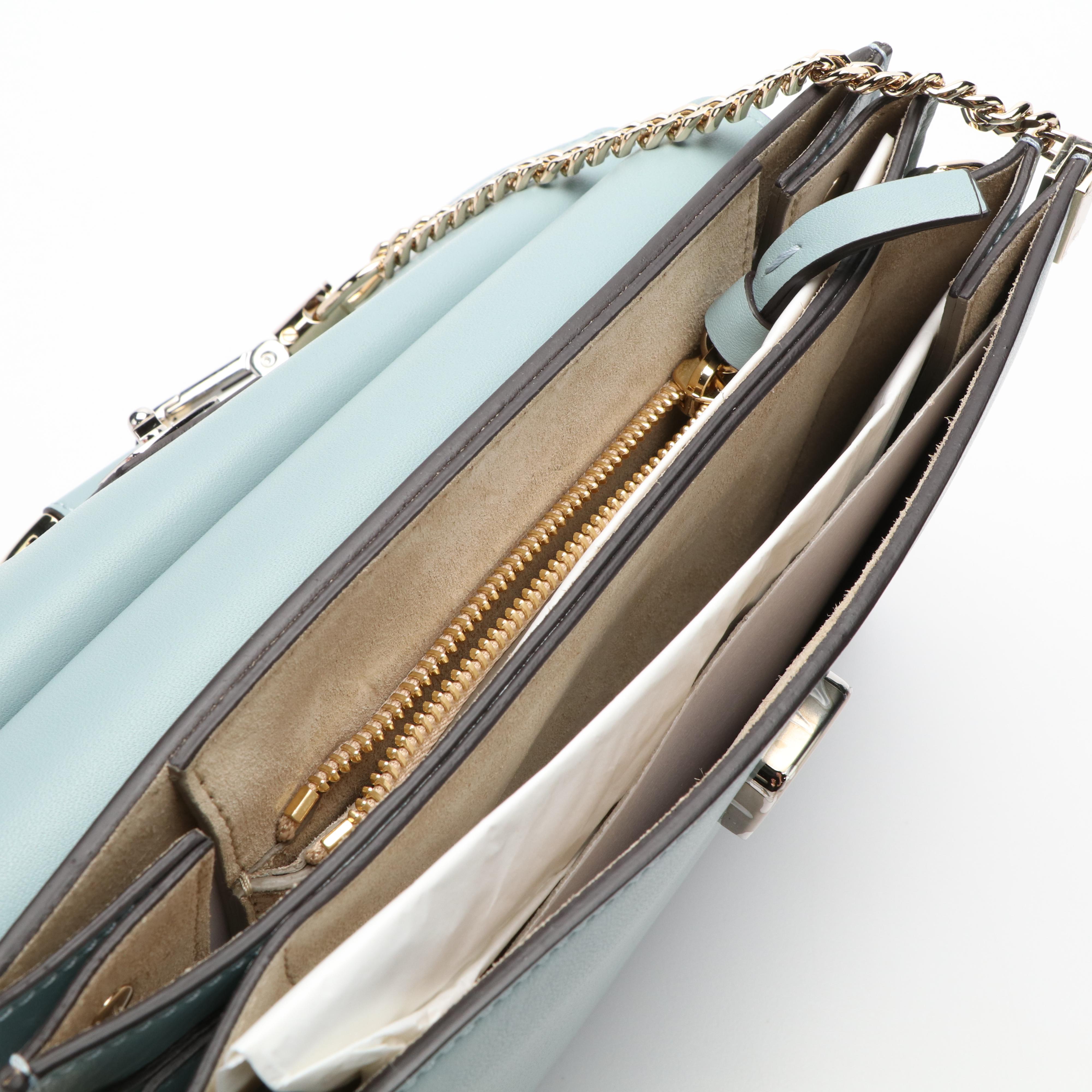 Chloé Faye Mini Chain Crossbody Bag in Blue Suede and Leather