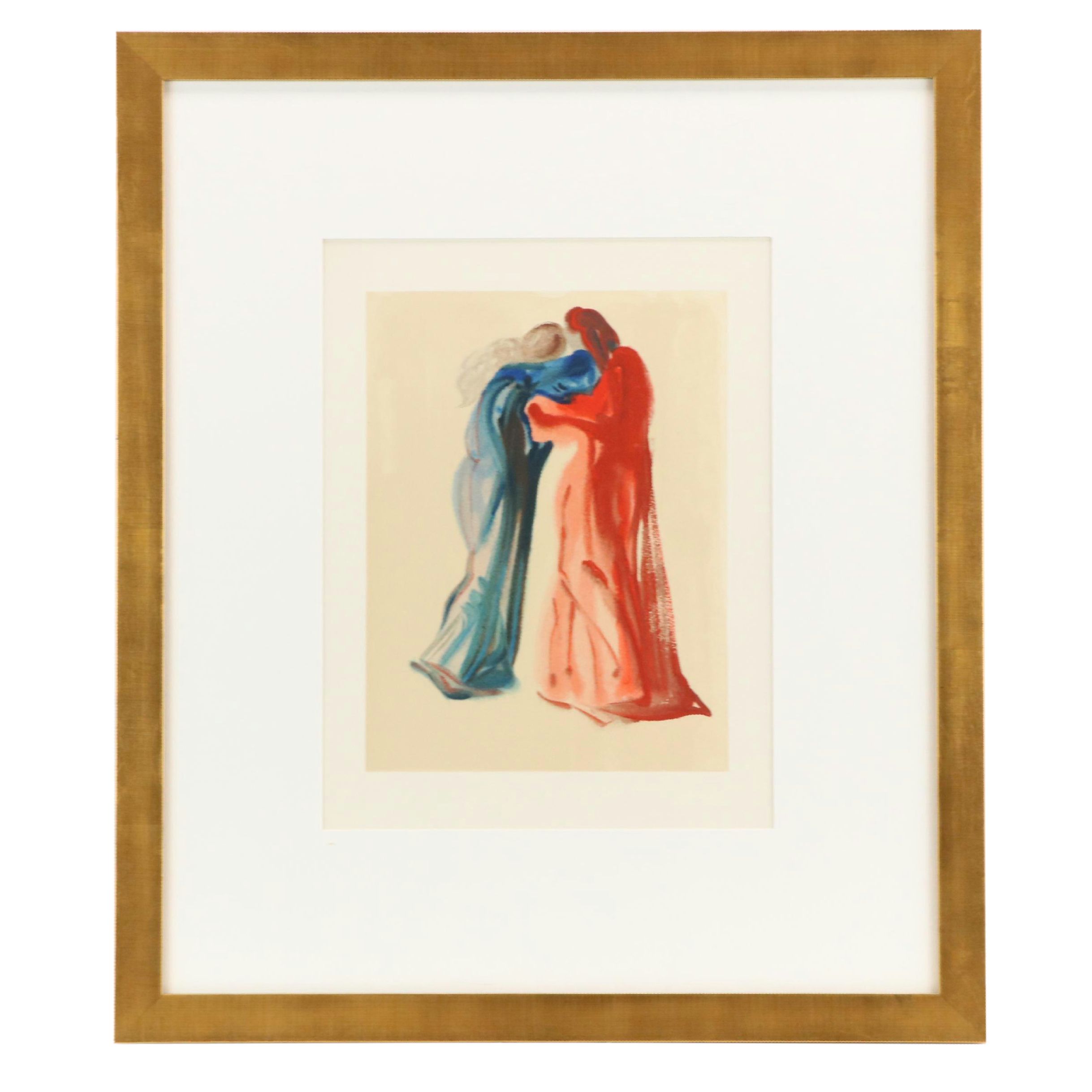 Salvador Dalí Wood Engraving "Rencontre de Dante et Béatrice," 1960-1964