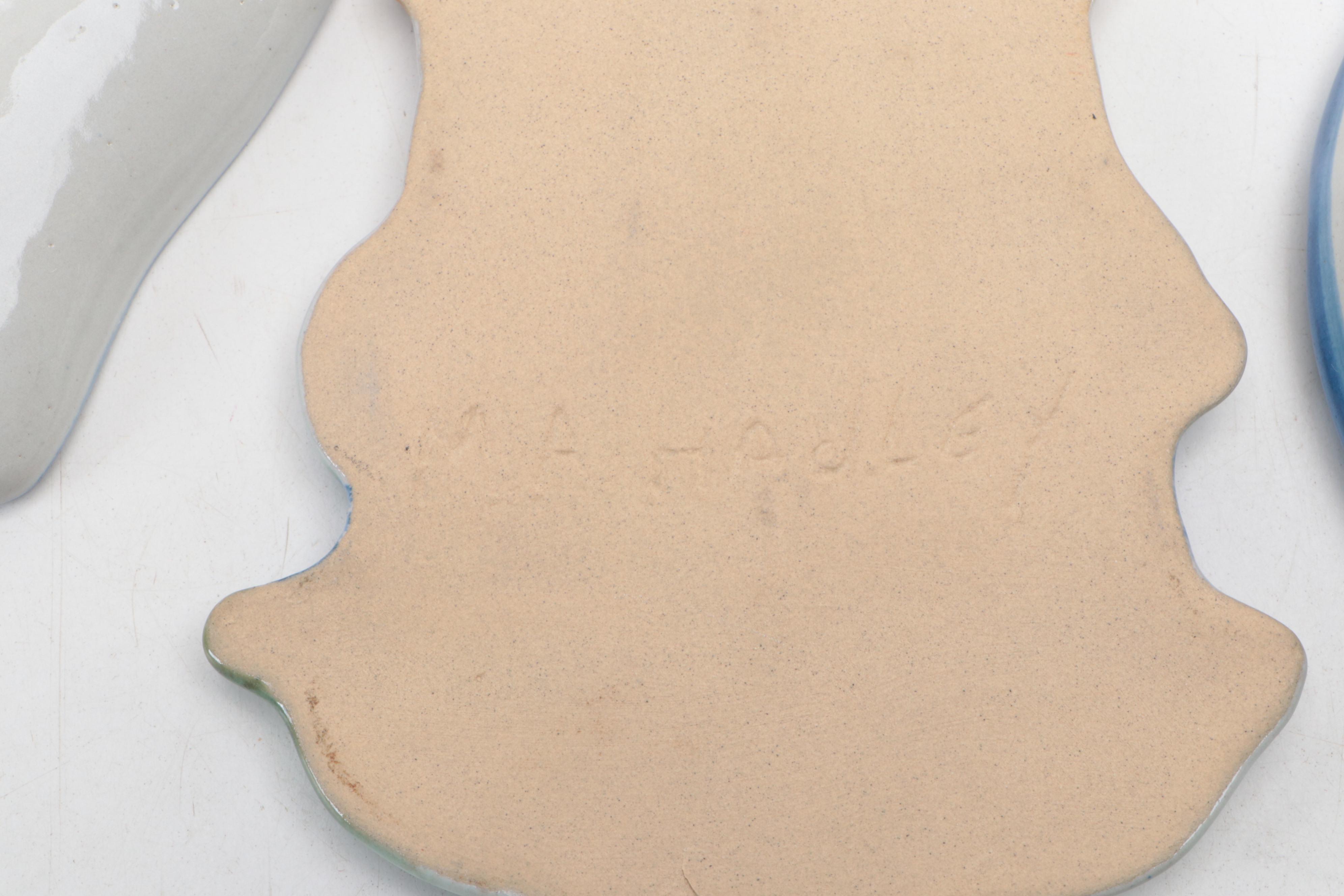 M. A. Hadley Hand-Painted Ceramic Ashtray, Bowls and Plaques