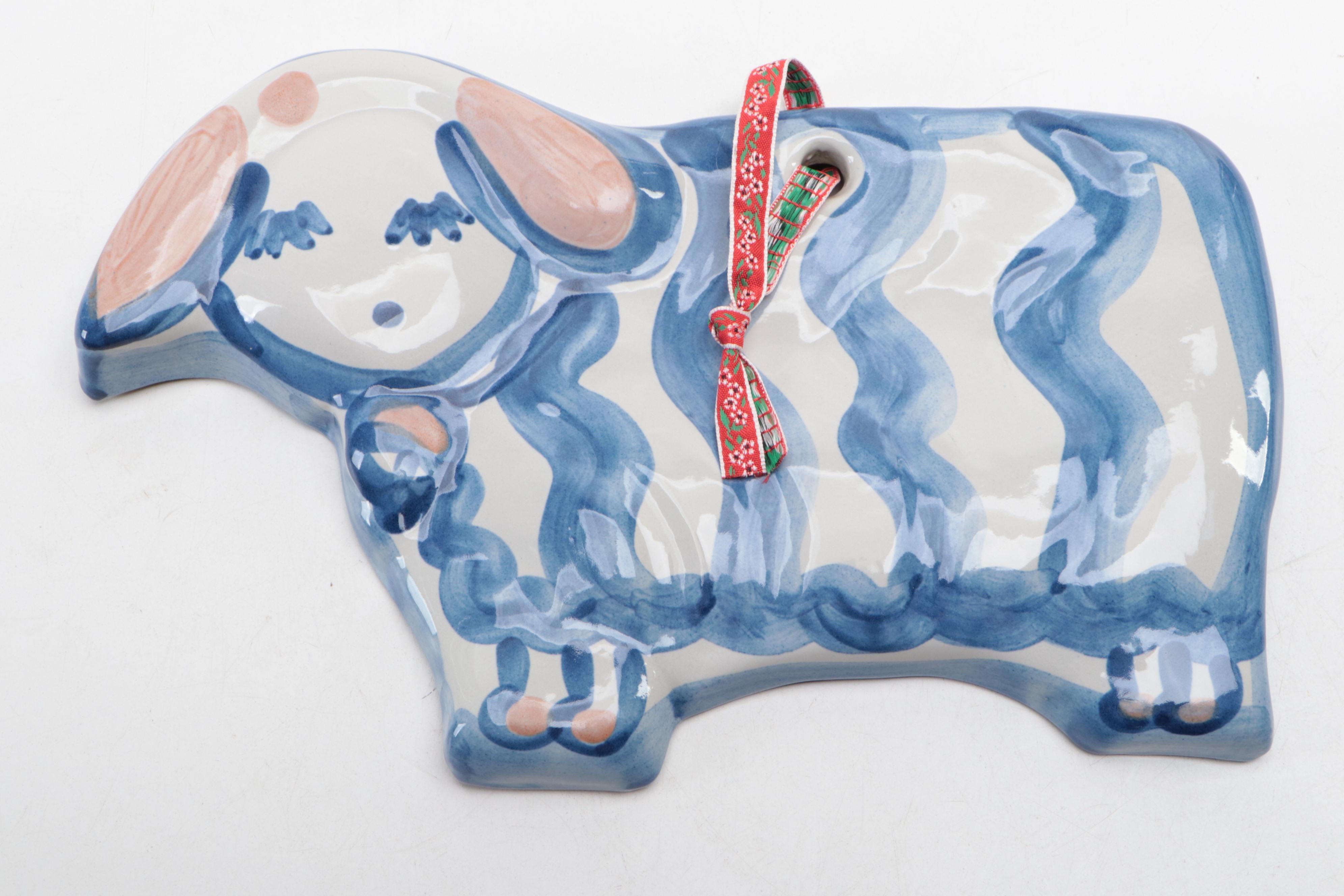 M. A. Hadley Hand-Painted Ceramic Ashtray, Bowls and Plaques