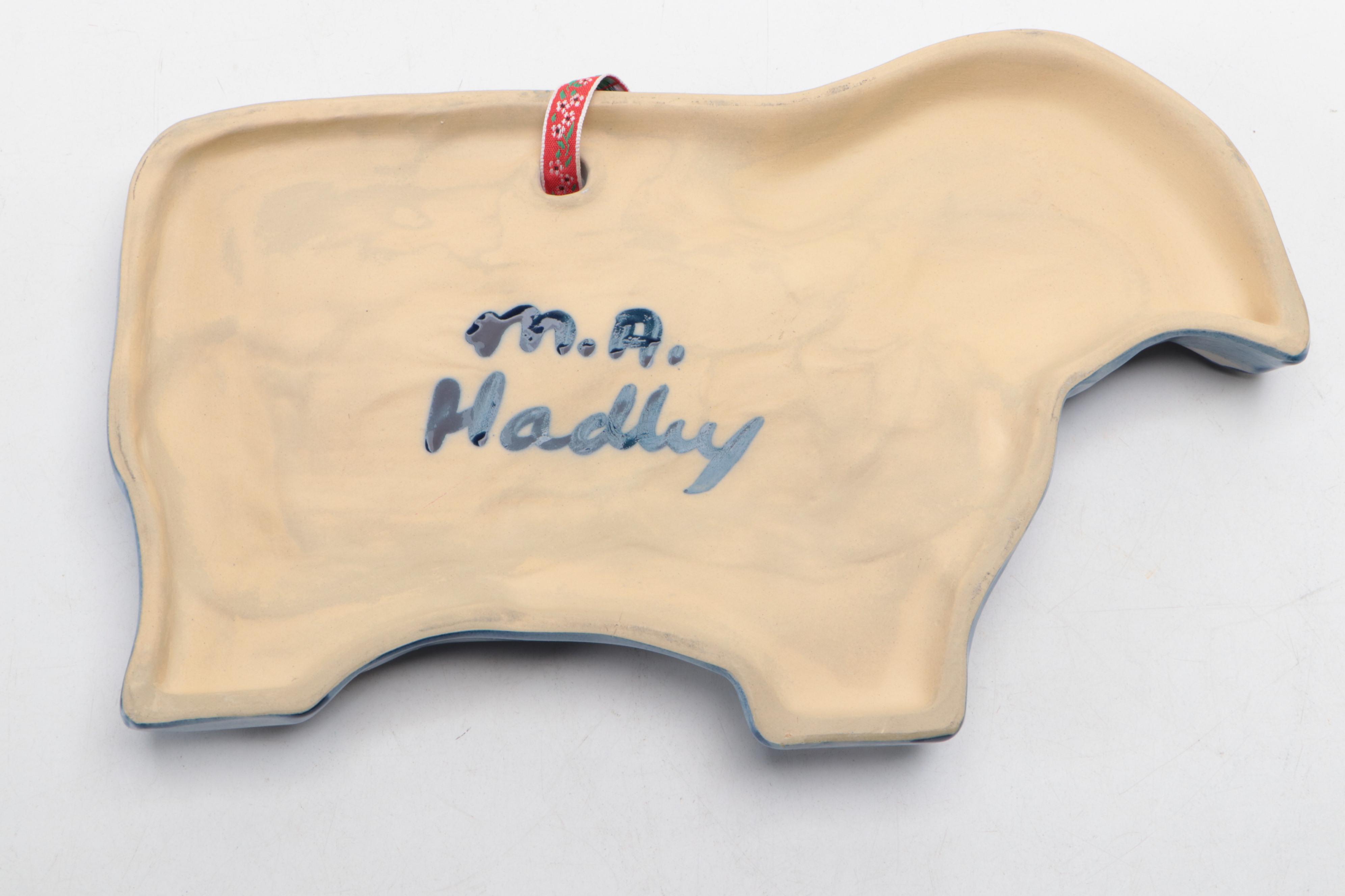 M. A. Hadley Hand-Painted Ceramic Ashtray, Bowls and Plaques