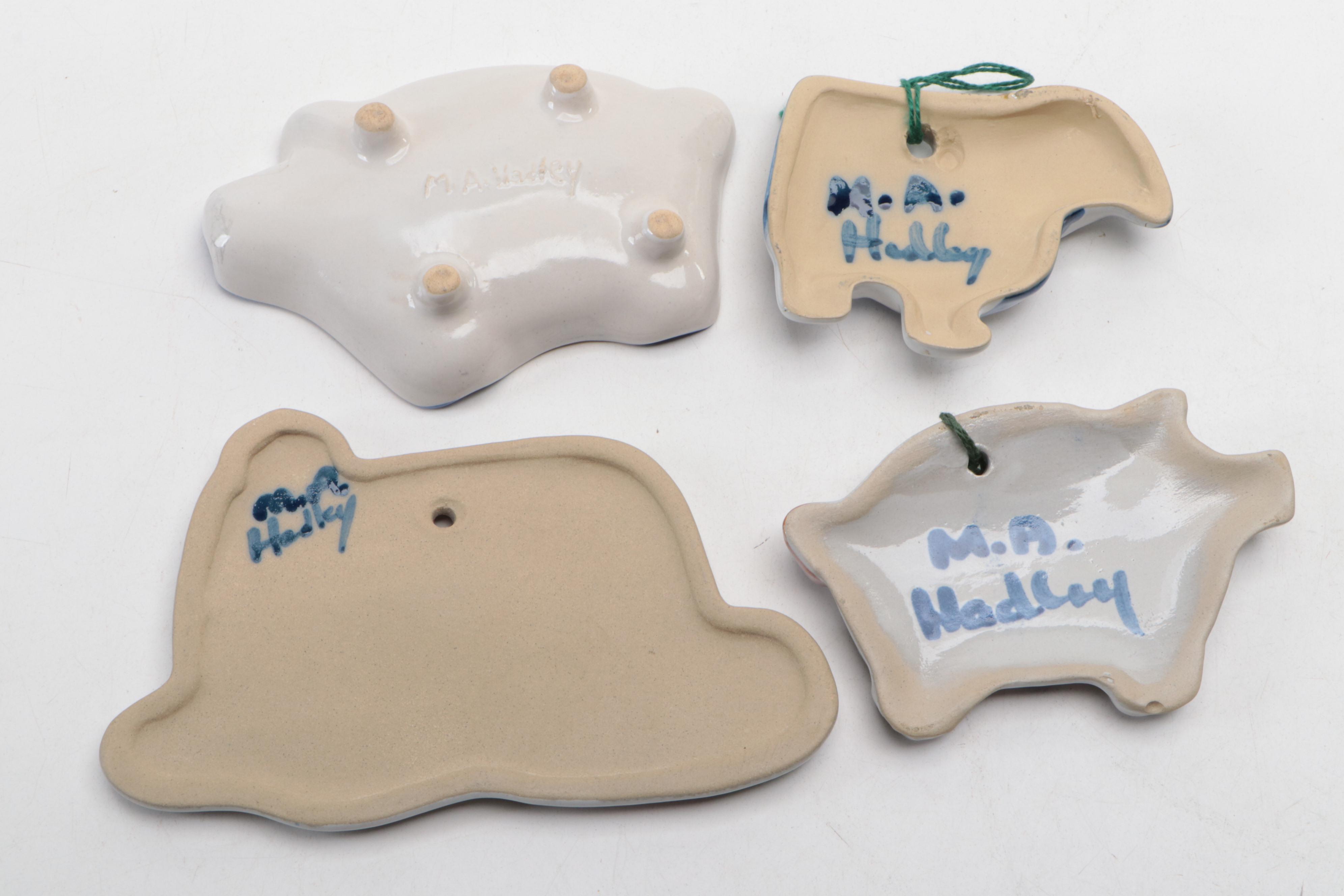 M. A. Hadley Hand-Painted Ceramic Ashtray, Bowls and Plaques