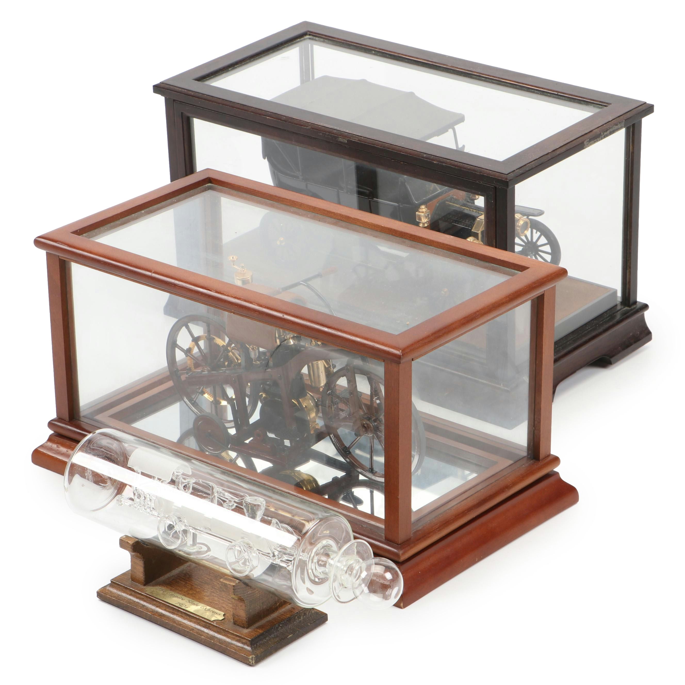 Franklin Mint Diecast Model T Ford and Daimler Reitwagen Models in Display Cases