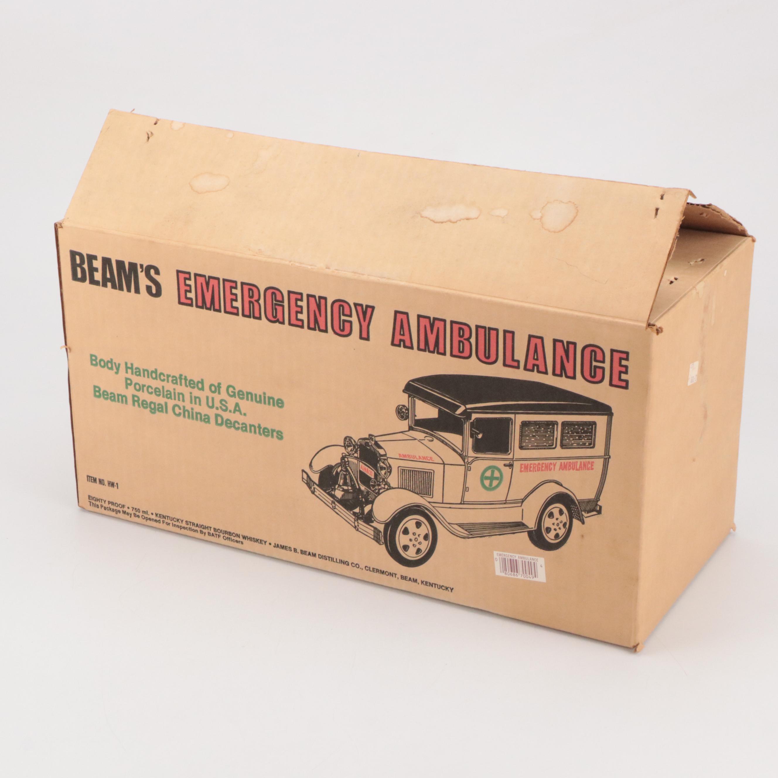 Jim Beam "Emergency Ambulance" Porcelain Decanter, Late 20th Century