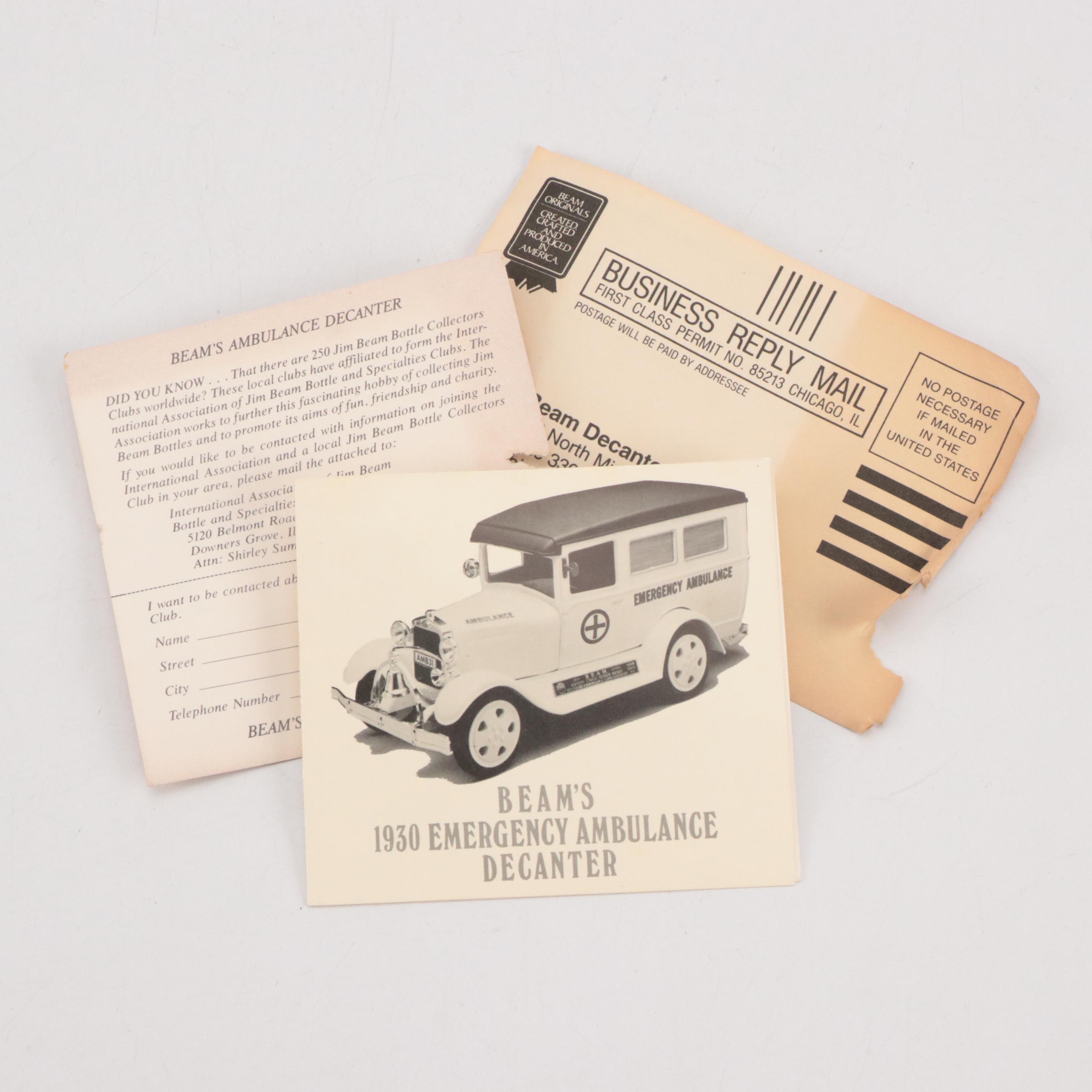 Jim Beam "Emergency Ambulance" Porcelain Decanter, Late 20th Century