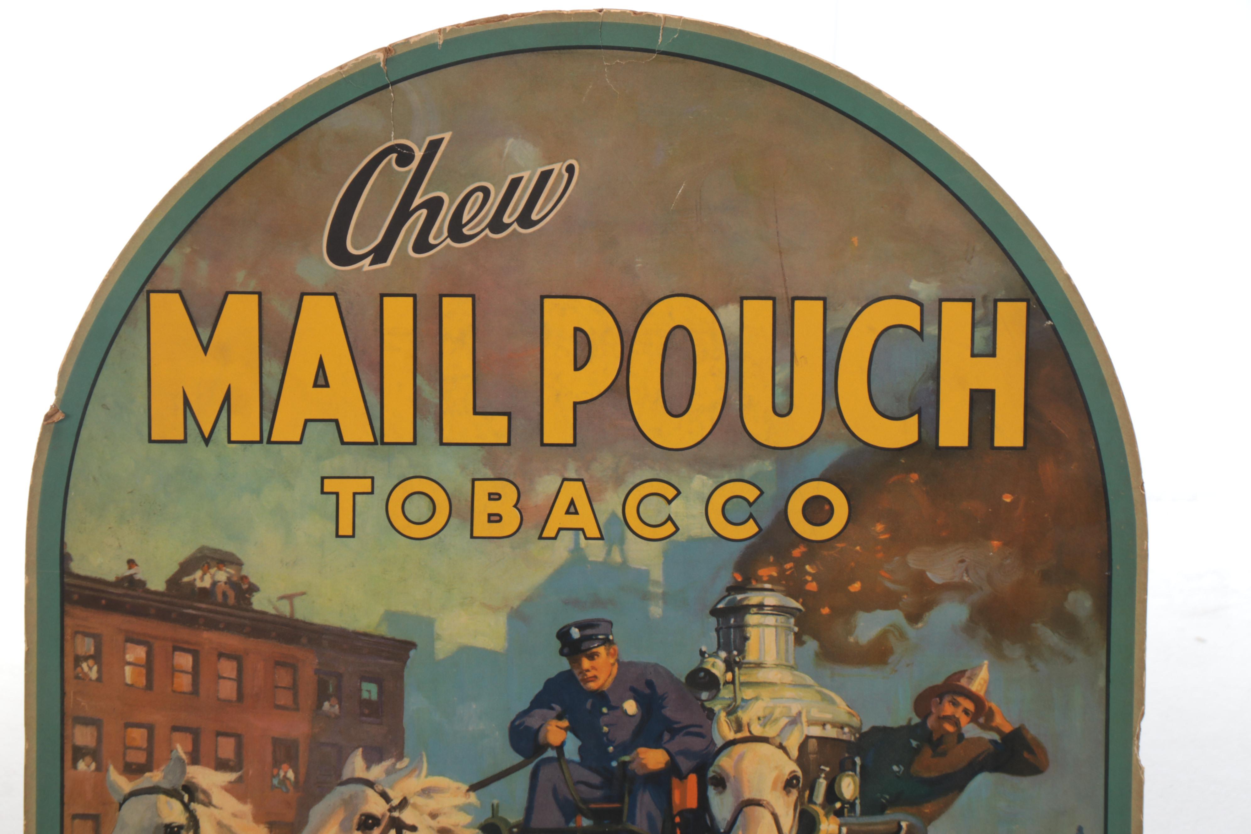 Mail Pouch Tobacco Cardboard Advertising Sign, Mid-20th Century