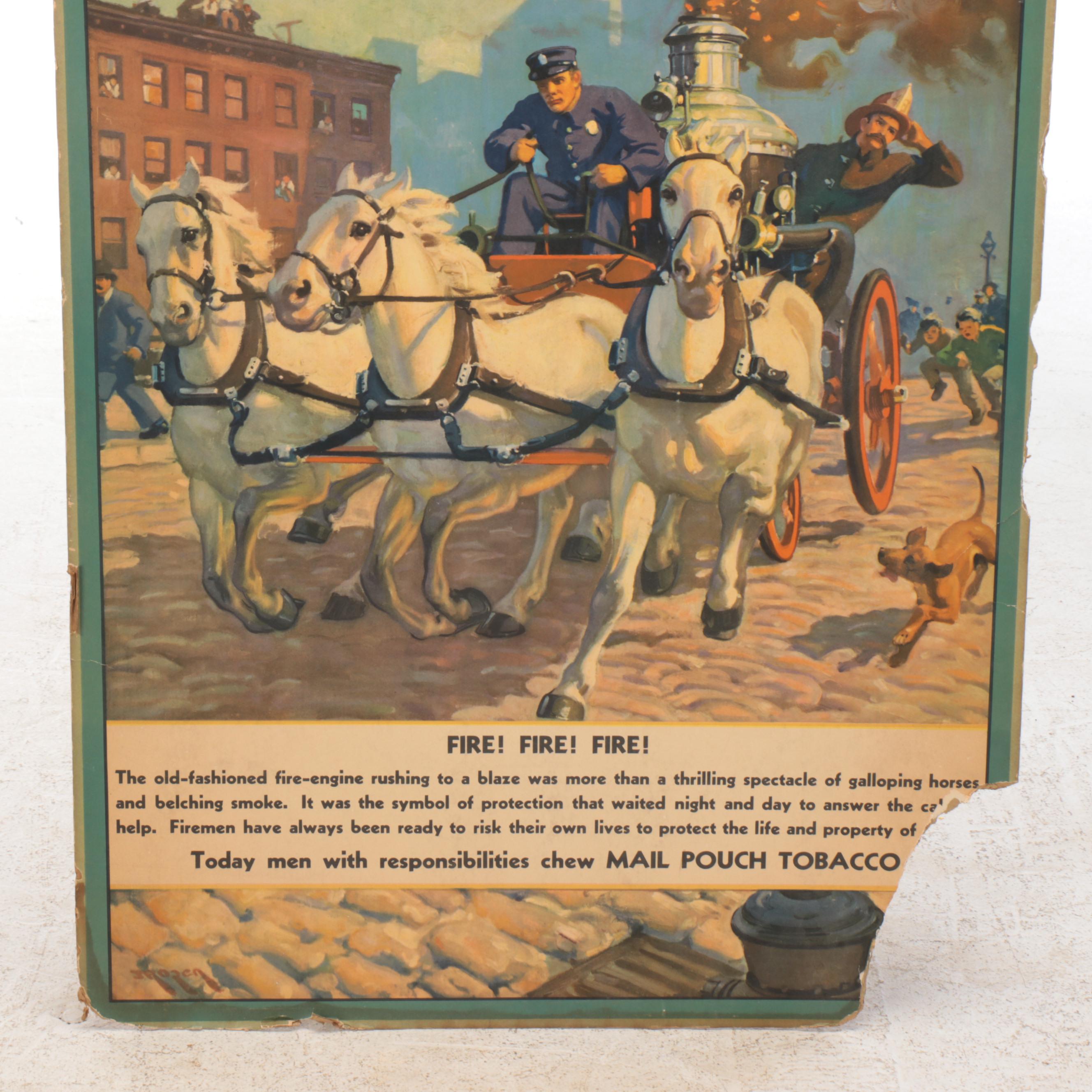 Mail Pouch Tobacco Cardboard Advertising Sign, Mid-20th Century