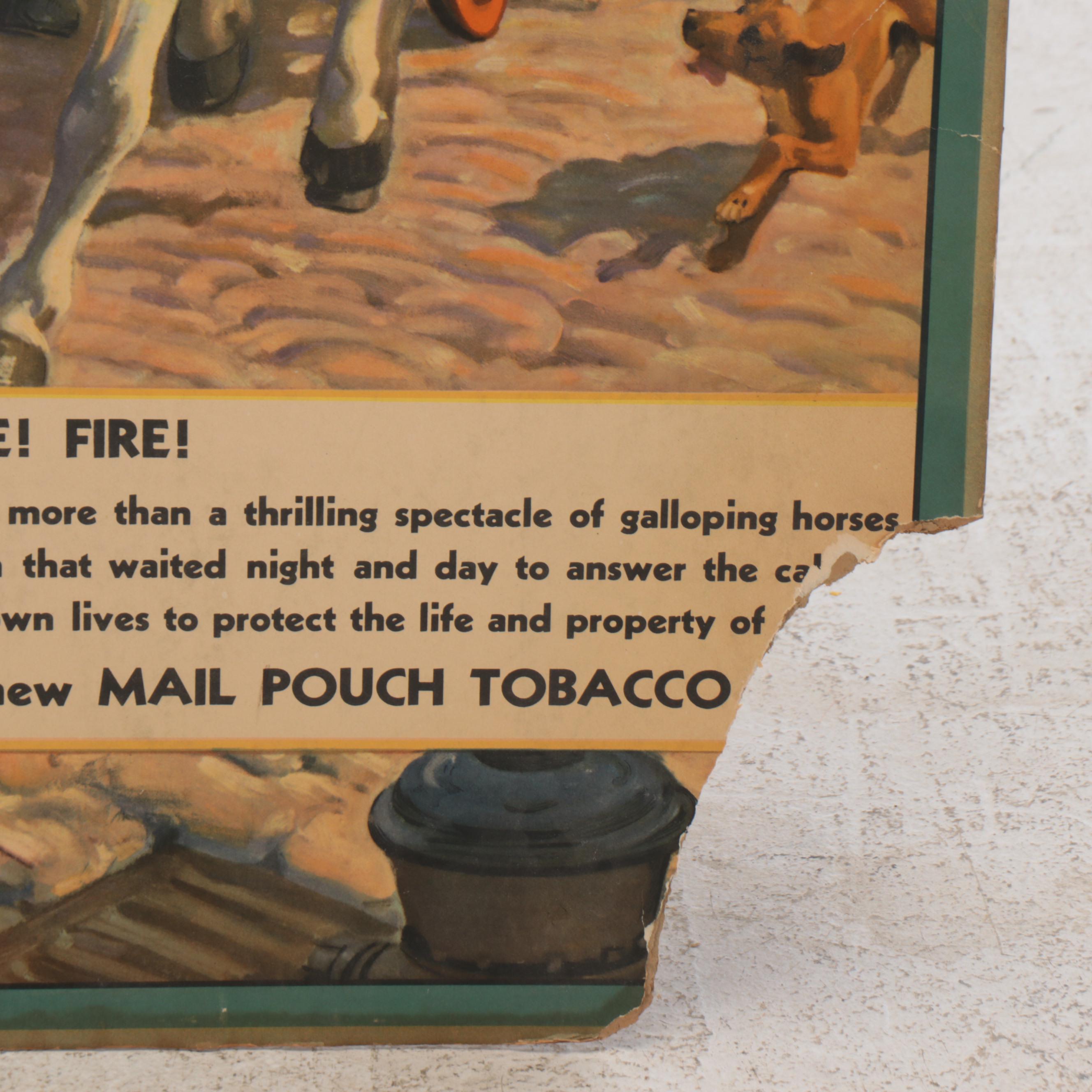 Mail Pouch Tobacco Cardboard Advertising Sign, Mid-20th Century