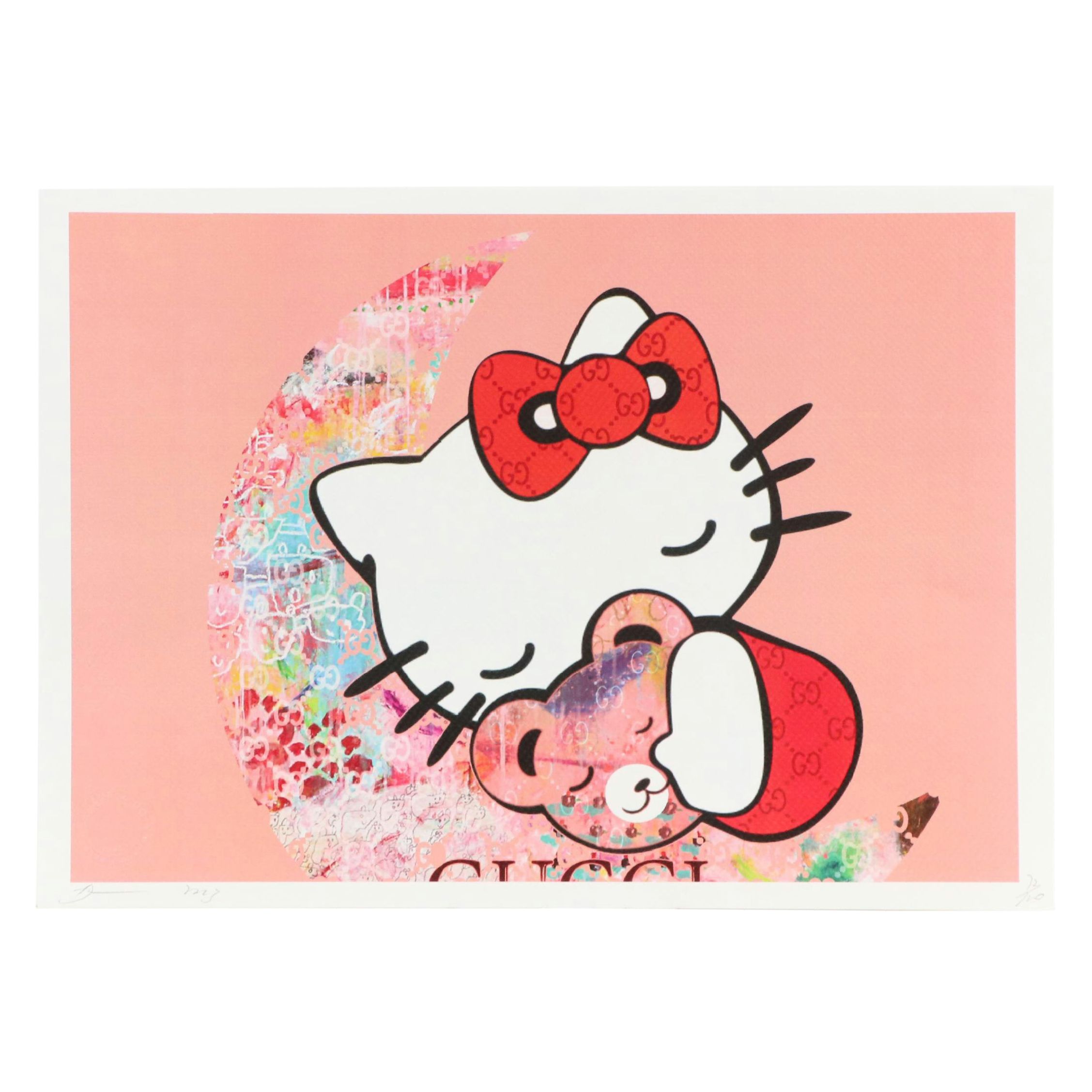Death NYC Pop Art Graphic Print of Hello Kitty x Gucci, 2023