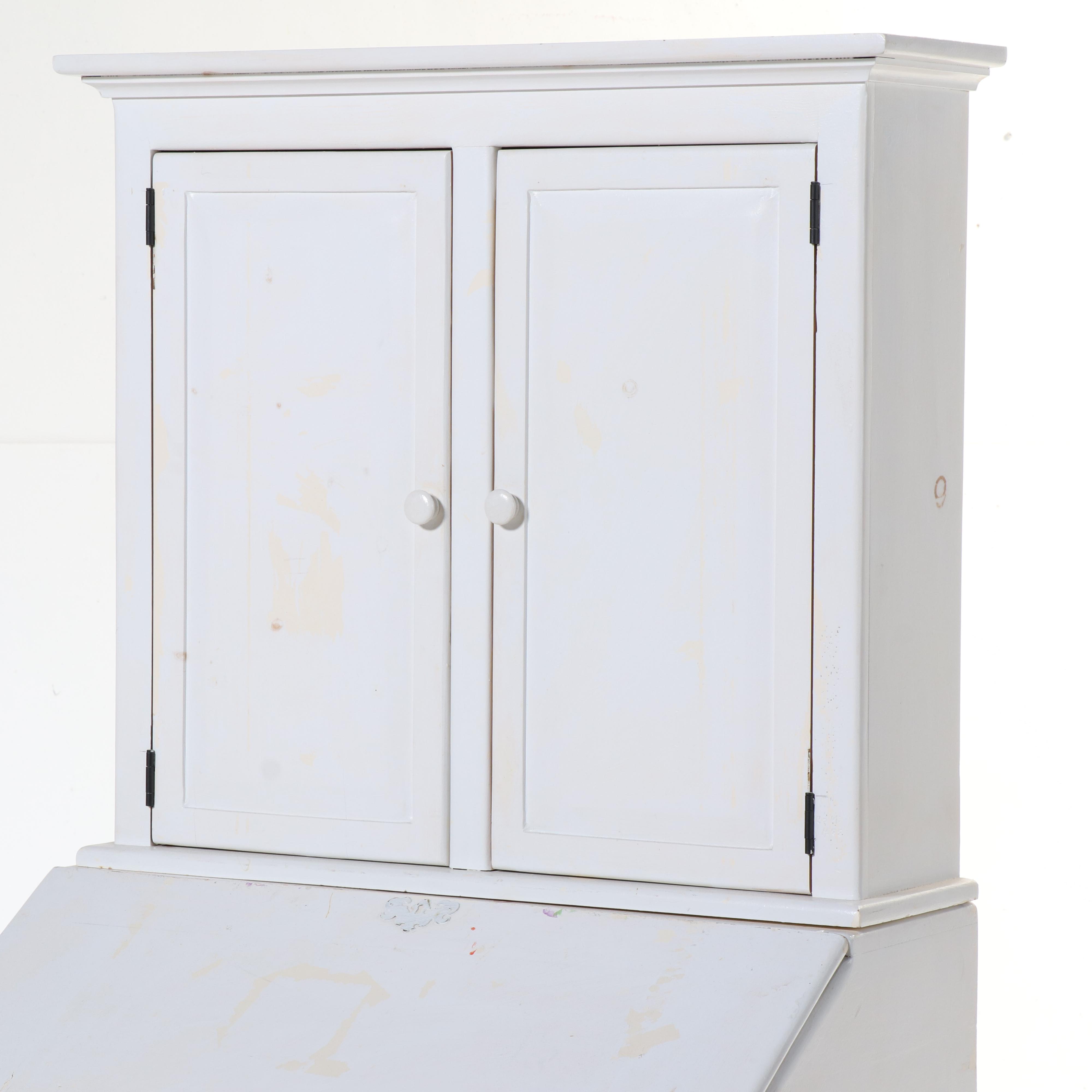 Habersham American Colonial Style White-Painted Diminutive Secretary Bookcase