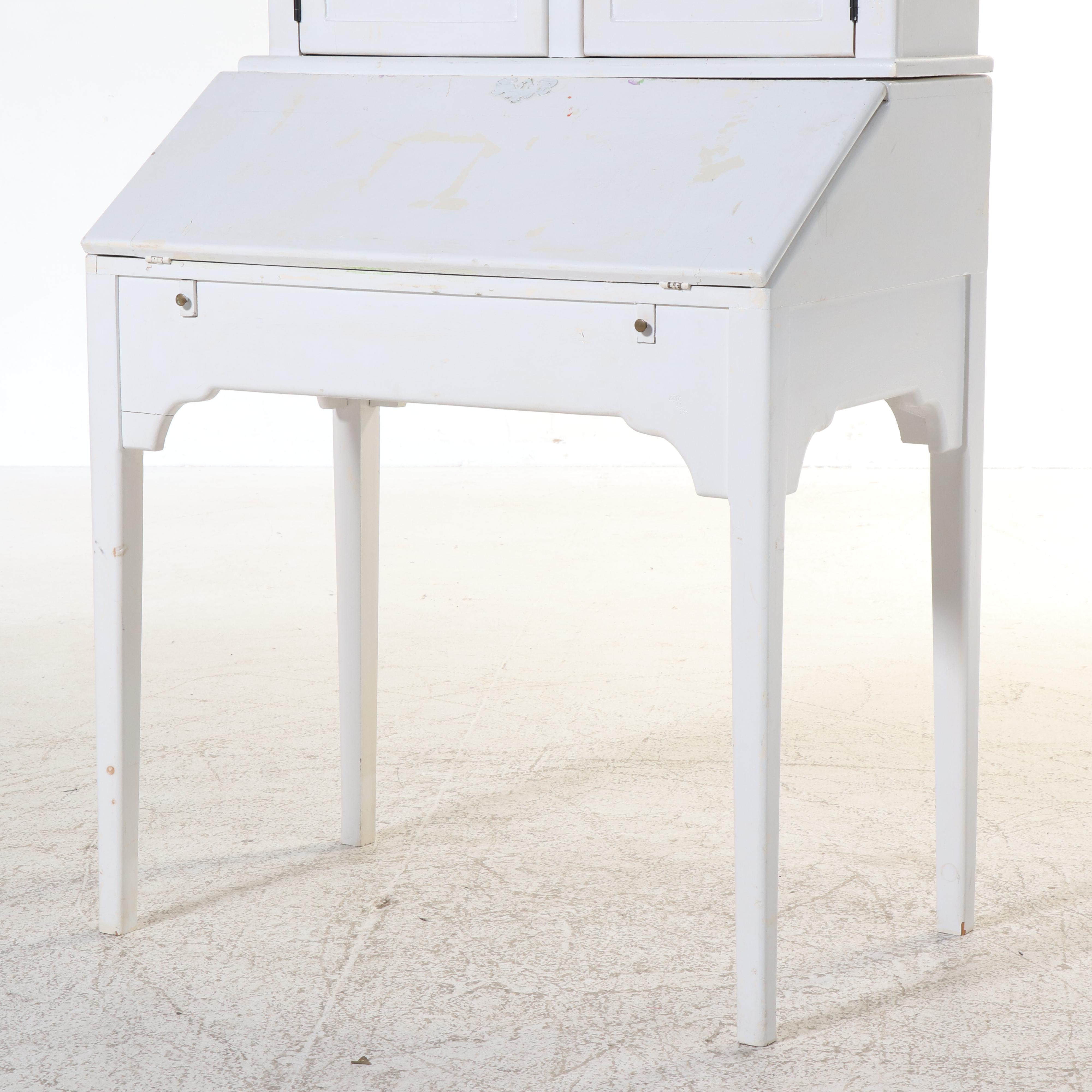 Habersham American Colonial Style White-Painted Diminutive Secretary Bookcase