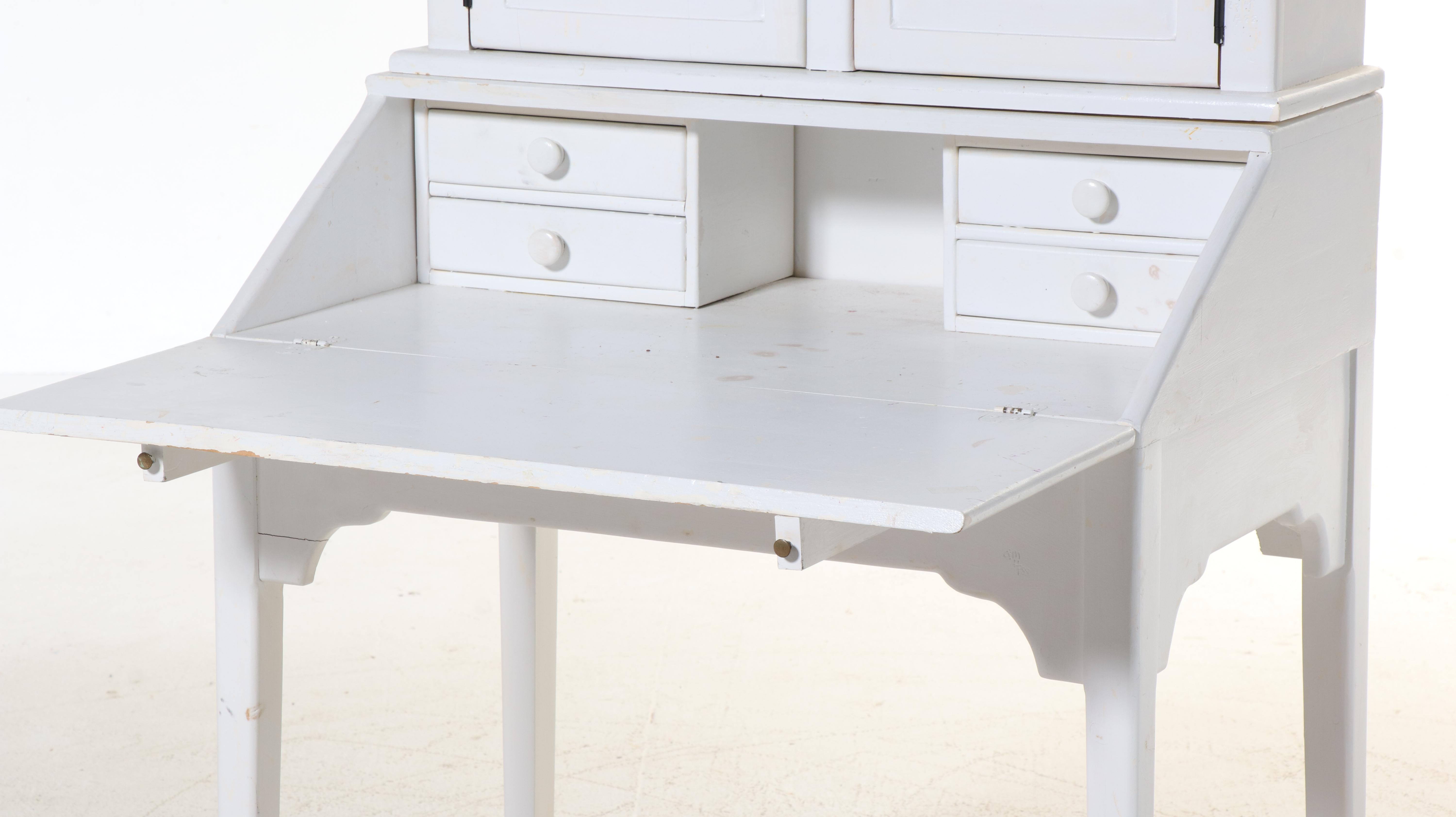 Habersham American Colonial Style White-Painted Diminutive Secretary Bookcase