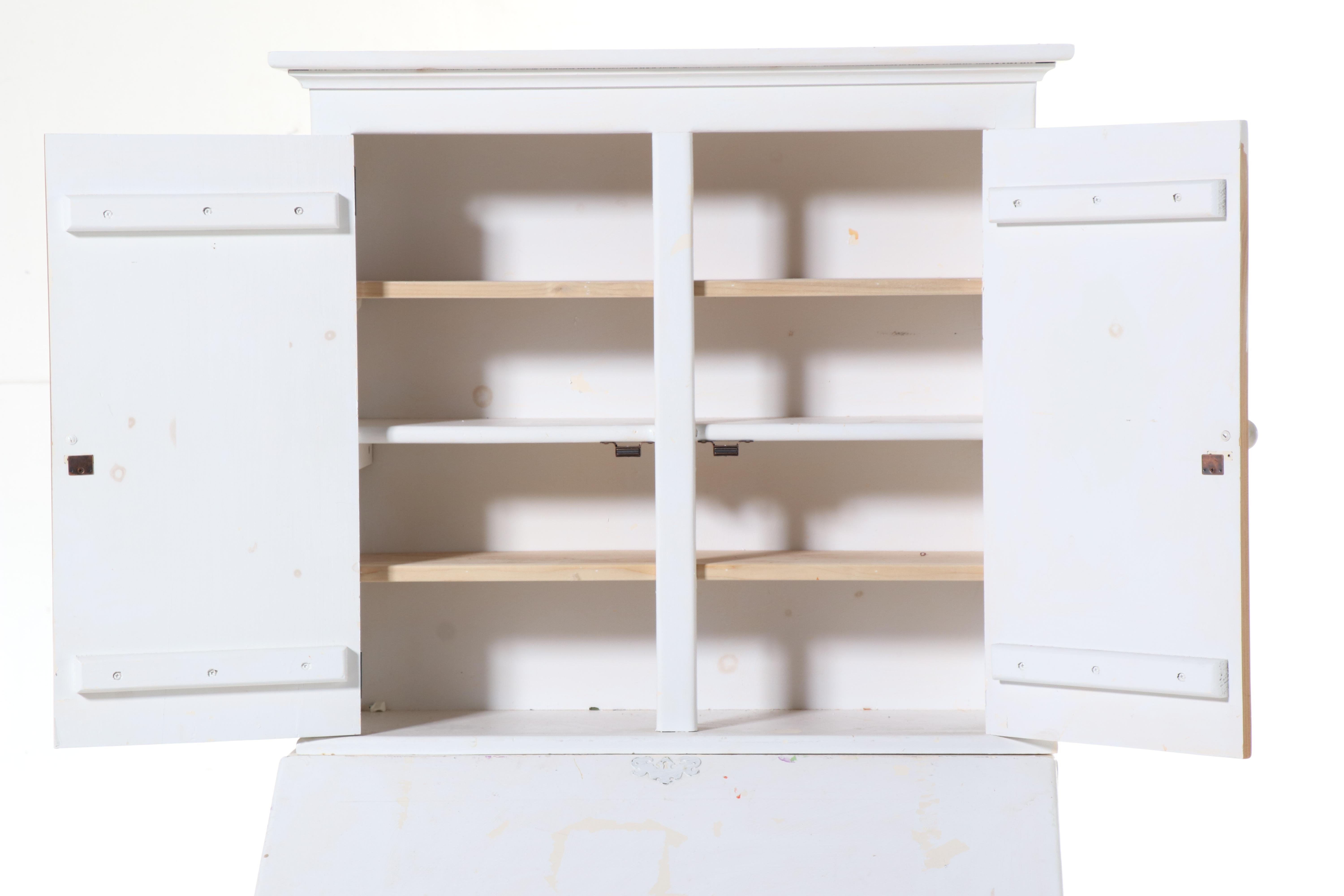 Habersham American Colonial Style White-Painted Diminutive Secretary Bookcase
