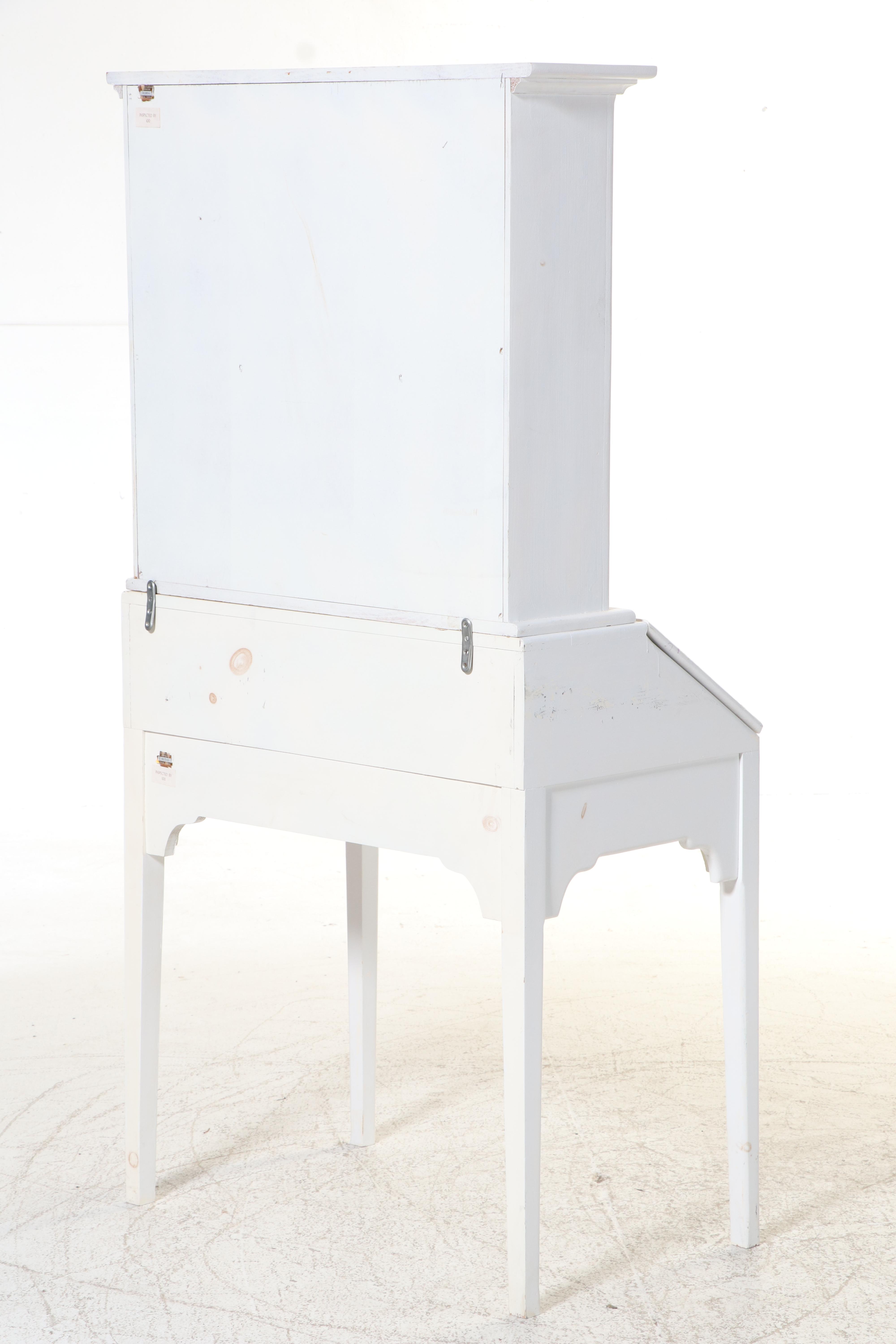 Habersham American Colonial Style White-Painted Diminutive Secretary Bookcase