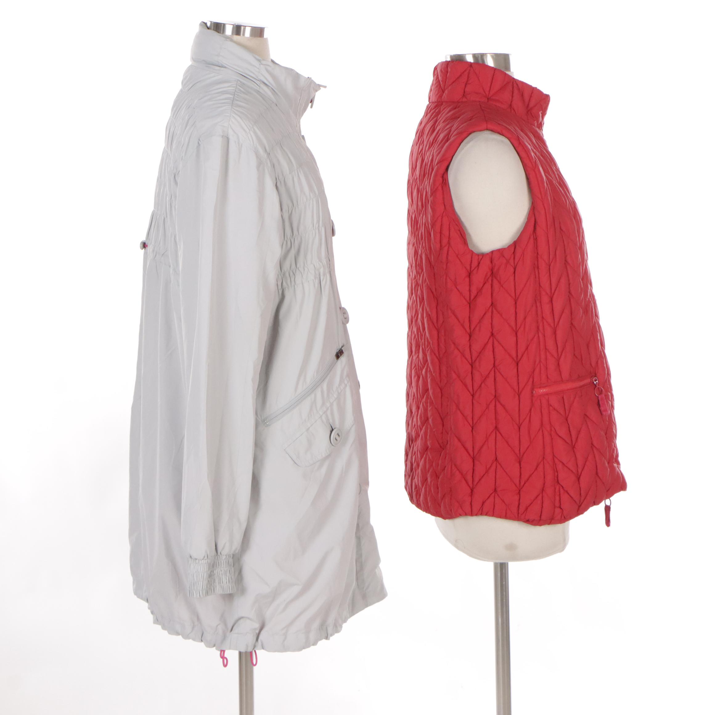 Coldwater Creek Quilted Zip Vest and Athleta Ruched Lightweight Jacket