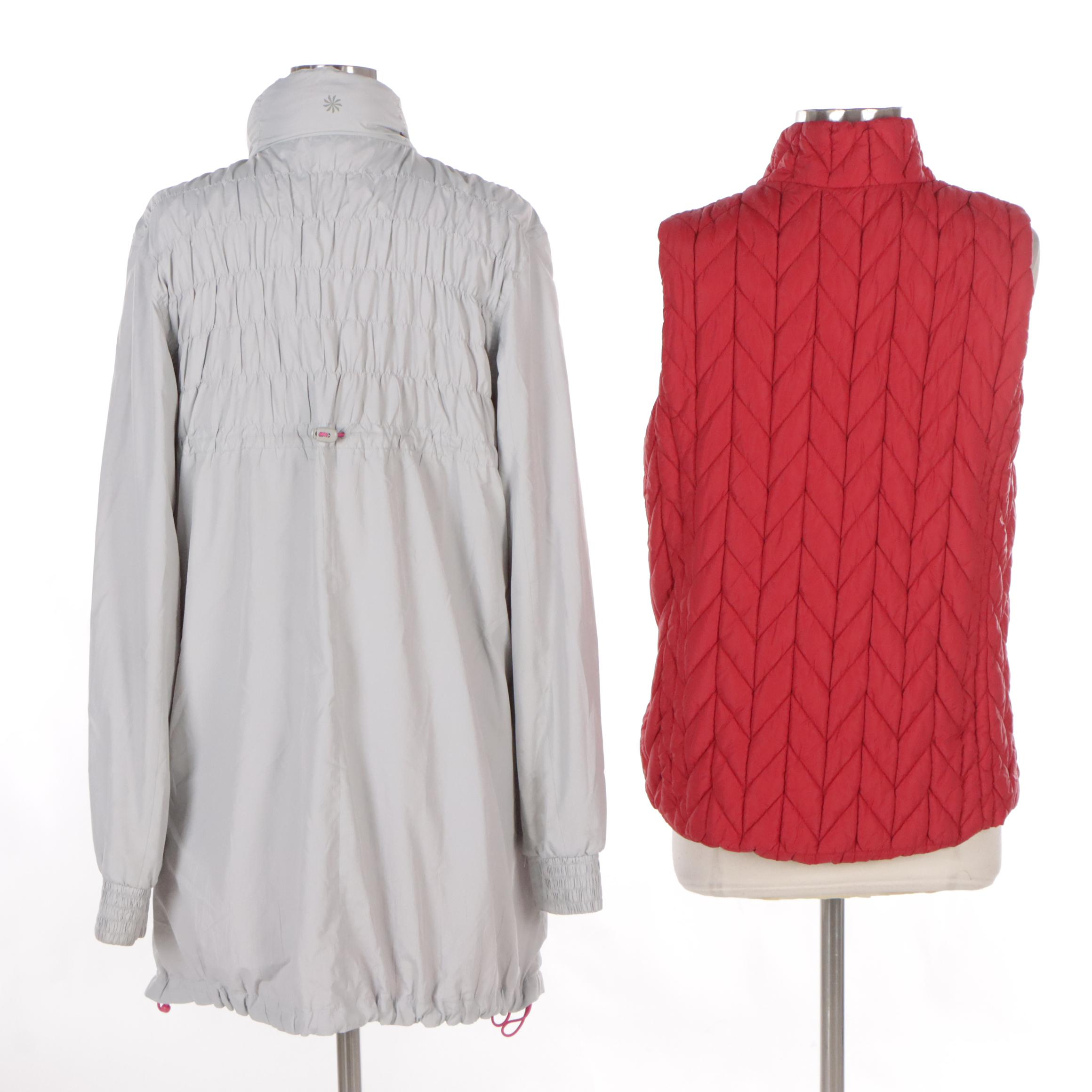 Coldwater Creek Quilted Zip Vest and Athleta Ruched Lightweight Jacket
