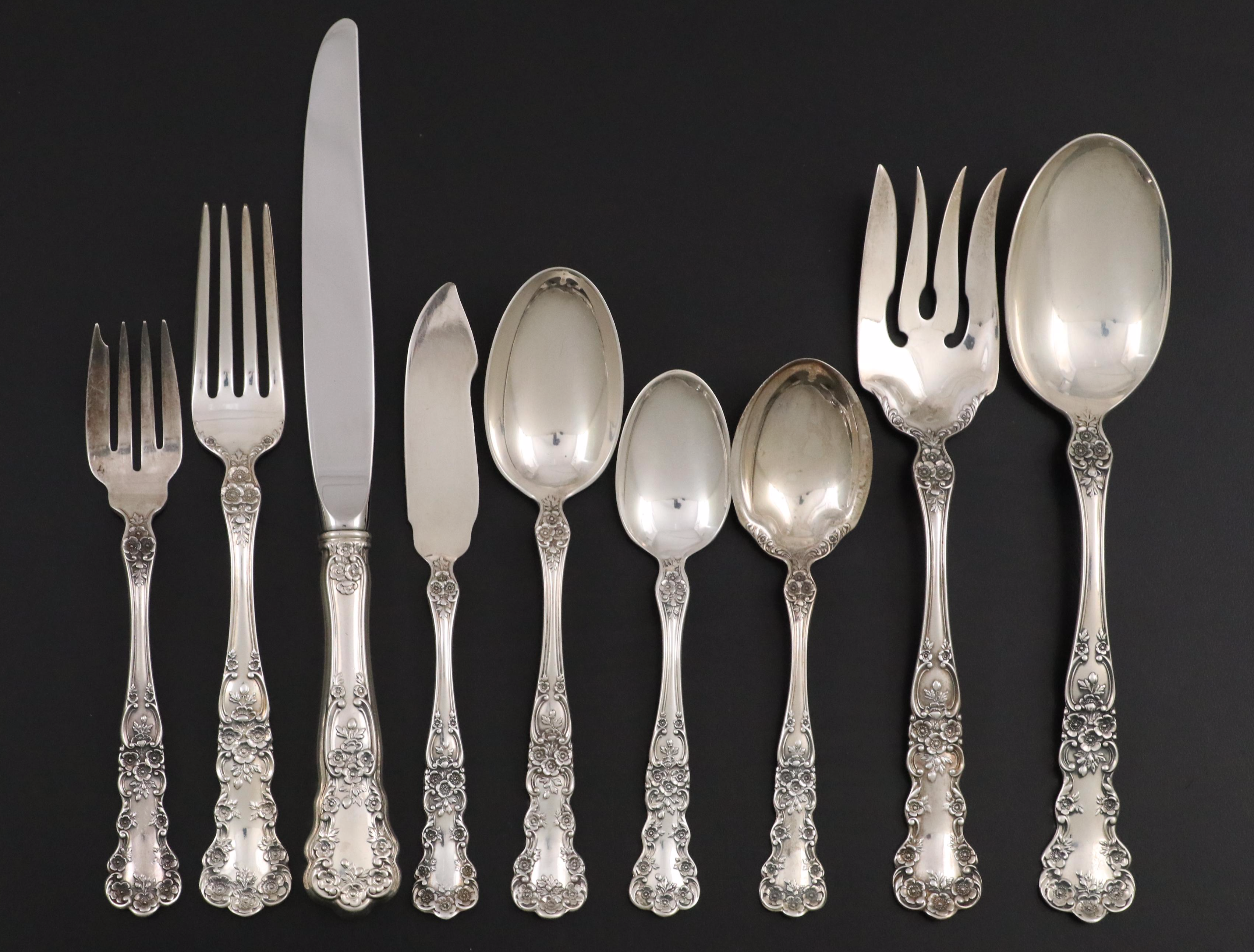 Gorham "Buttercup" Sterling Silver Flatware with Durgin Carving Set