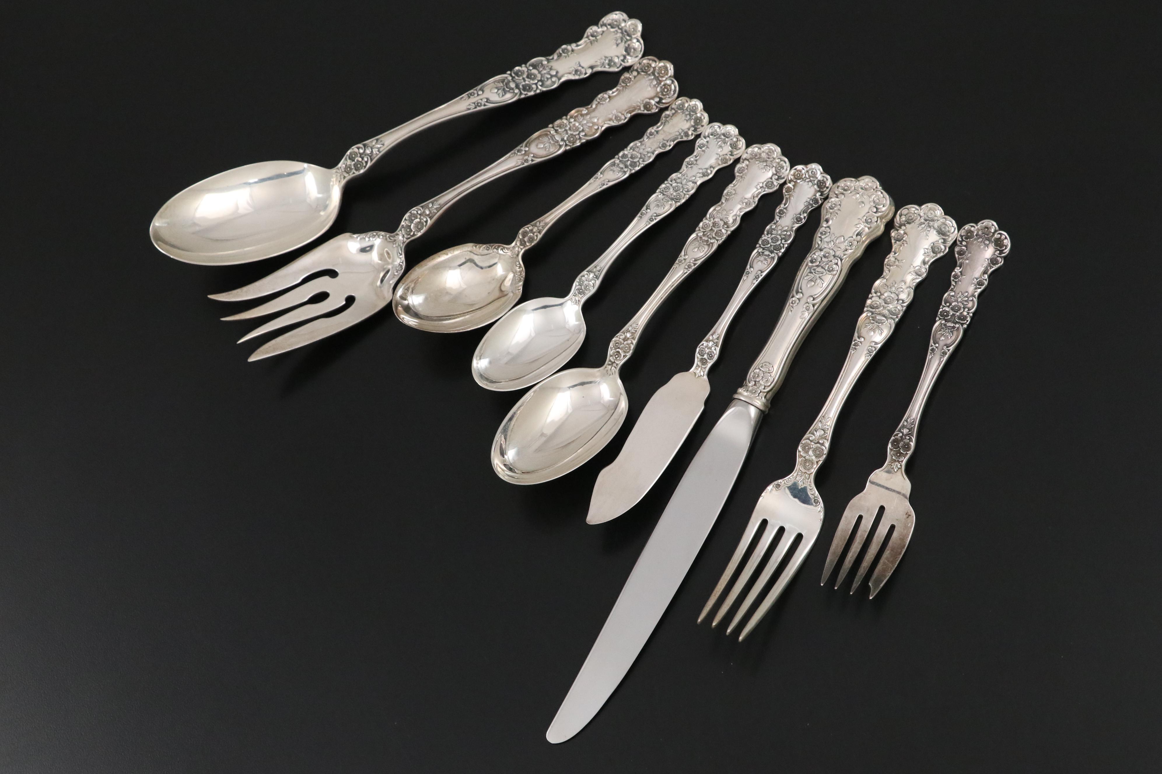 Gorham "Buttercup" Sterling Silver Flatware with Durgin Carving Set