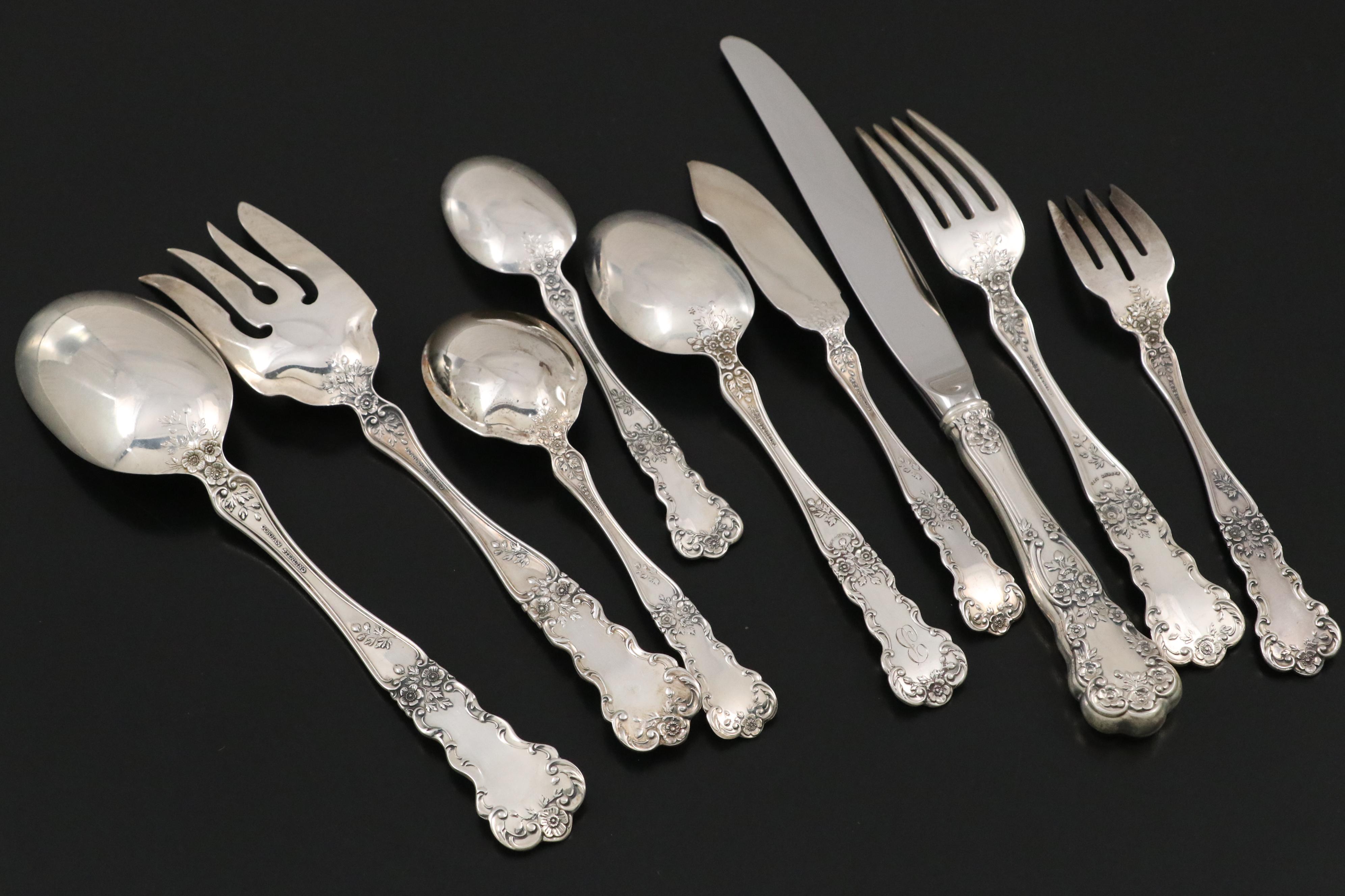 Gorham "Buttercup" Sterling Silver Flatware with Durgin Carving Set