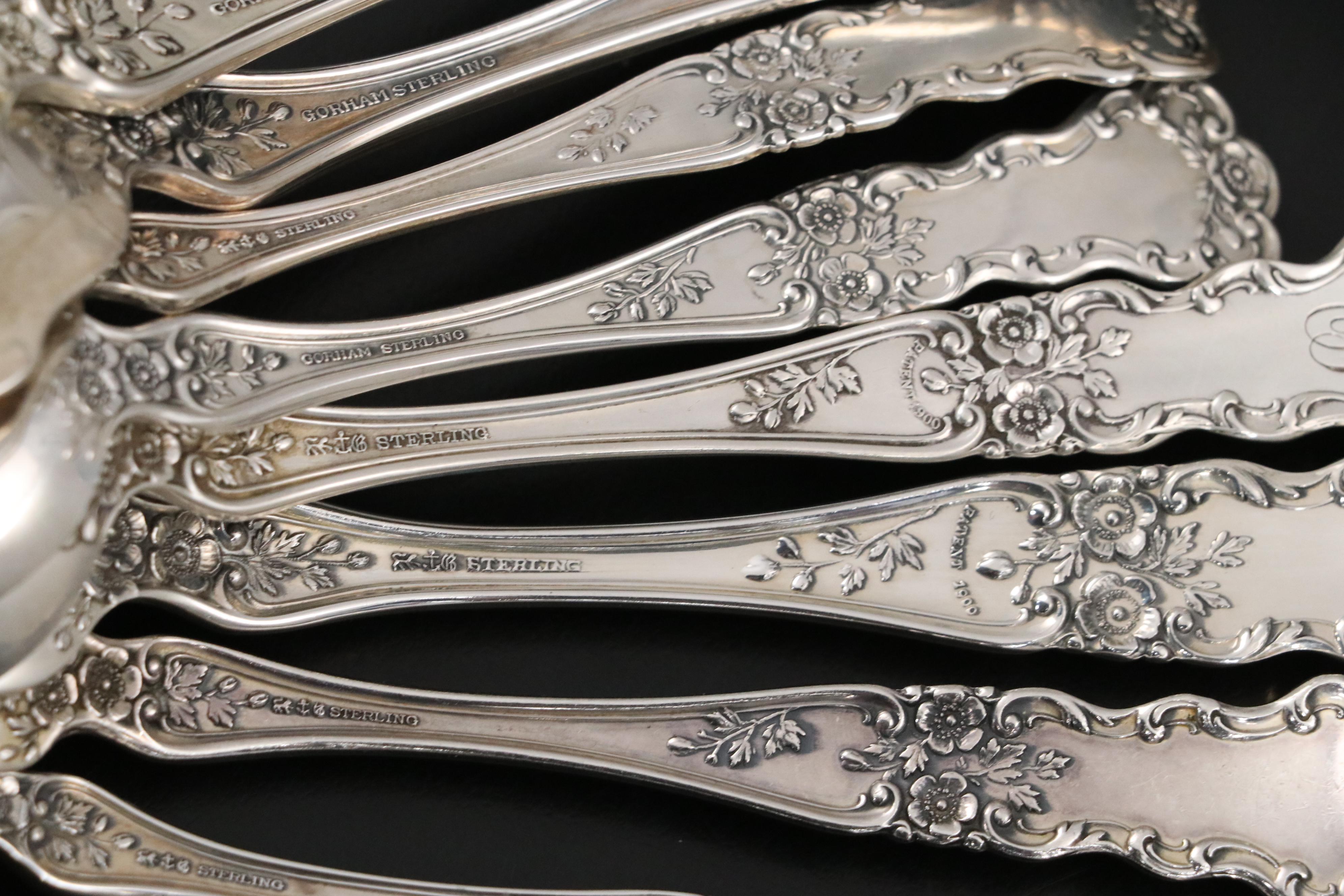 Gorham "Buttercup" Sterling Silver Flatware with Durgin Carving Set